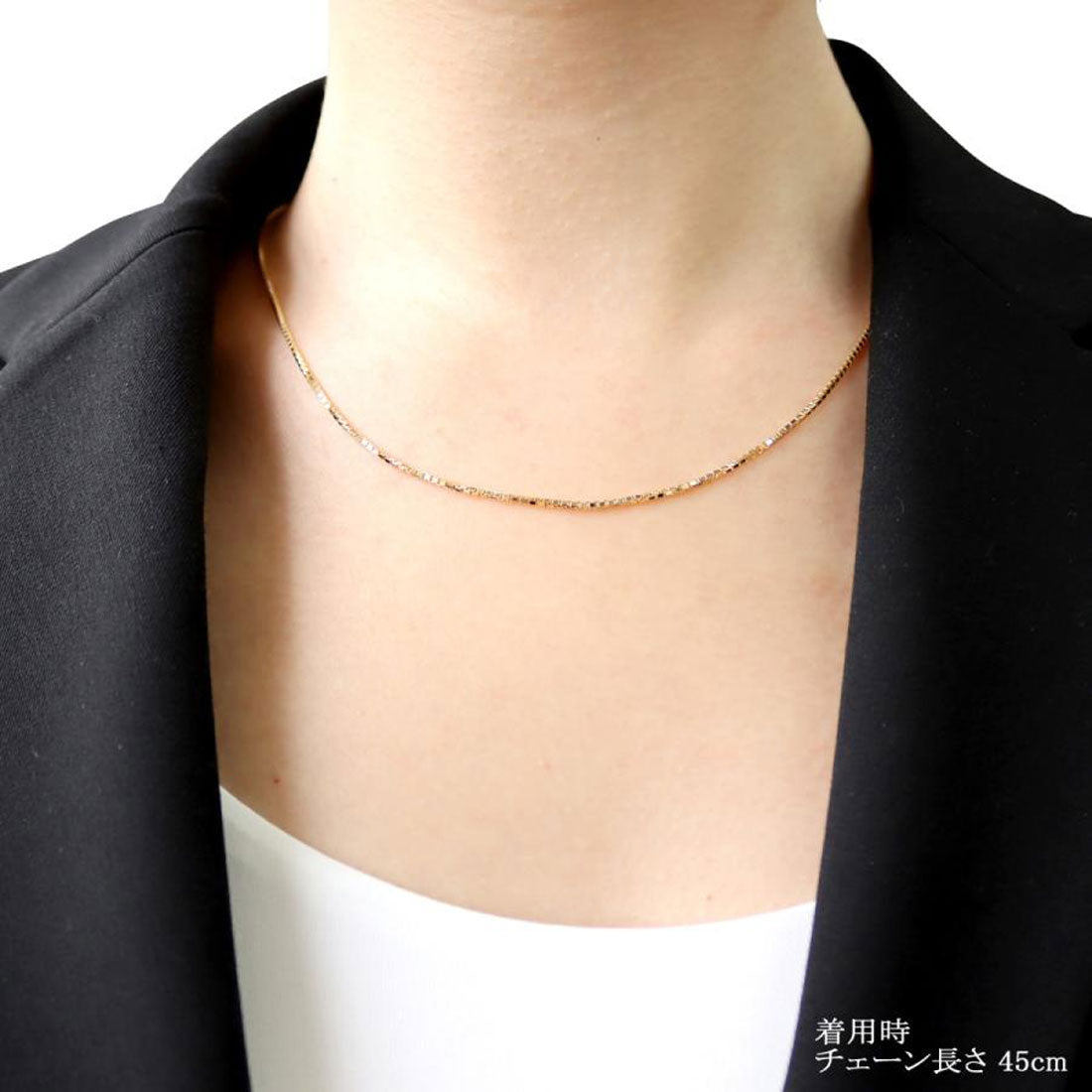 ララクリスティー LARA Christie ネックレス チェーン 18金 最長45cm ベネチアン チェーンのみ 幅1.2mm 約6.1g ゴールド K18 長さ調整可能  lc97-0003 （イエローゴールド） イエローゴールド