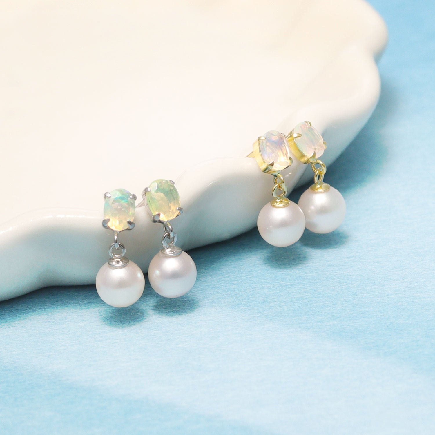 ララクリスティー LARA Christie ピアス レディース あこや真珠 パール 4.5～5.0mm 2珠 オパール K18 18金 ゴールド （プラチナ(Pt900)） プラチナ(Pt900)