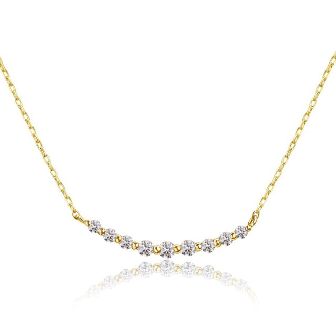 ララクリスティー LARA Christie ネックレス レディース 18金 プラチナ ダイヤモンド 計0.1ct スマイル ライン PT900 ゴールド K18  lp51-0003 （イエローゴールド） イエローゴールド