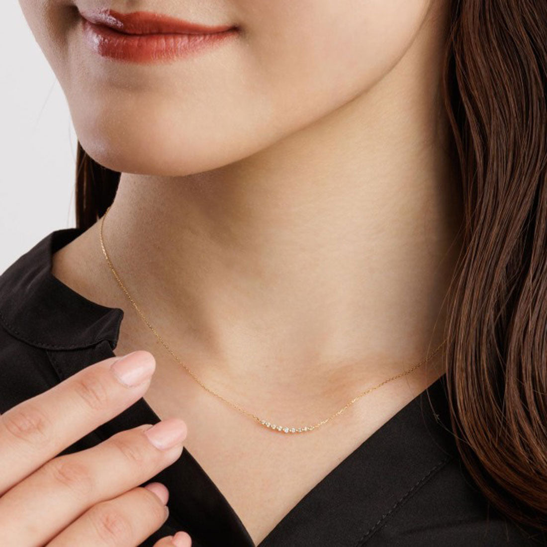 ララクリスティー LARA Christie ネックレス レディース 18金 プラチナ ダイヤモンド 計0.1ct スマイル ライン PT900 ゴールド K18  lp51-0003 （イエローゴールド） イエローゴールド