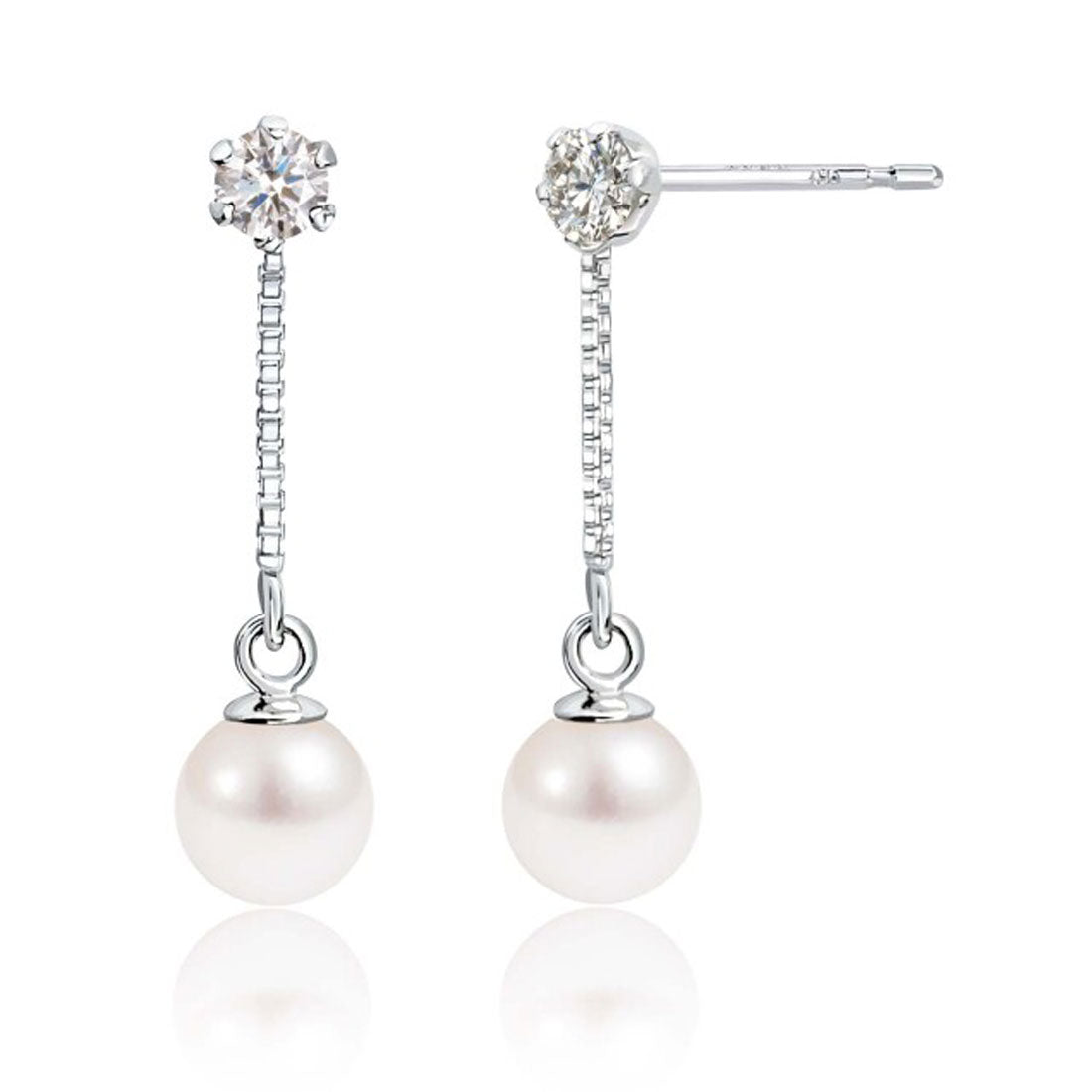 ララクリスティー LARA Christie ピアス 揺れる あこや真珠 5.0-5.5mm ダイヤモンド 計0.1ct パール プラチナ 18金 PT900 ゴールド K18  le71-0016 （プラチナ） プラチナ
