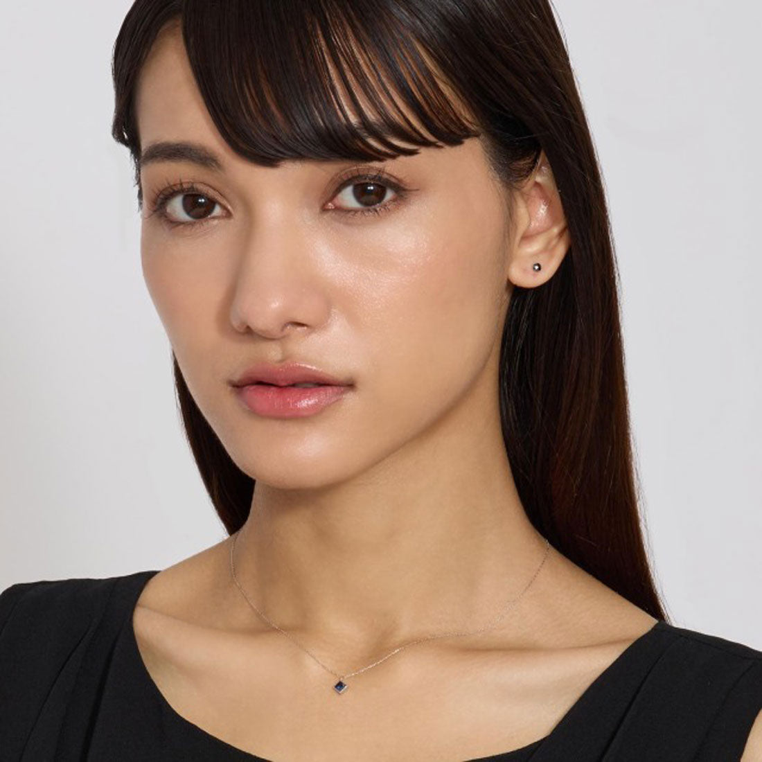 ララクリスティー LARA Christie ネックレス レディース 18金 プラチナ スクエア サファイア フクリン ひし形 0.2ct PT900 K18 ゴールド  lp56-0029 （プラチナ） プラチナ