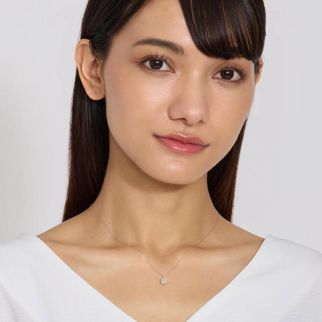 ララクリスティー LARA Christie ネックレス レディース 18金 プラチナ ダイヤモンド K18 スクエア  lpi51-0011 （プラチナ） プラチナ