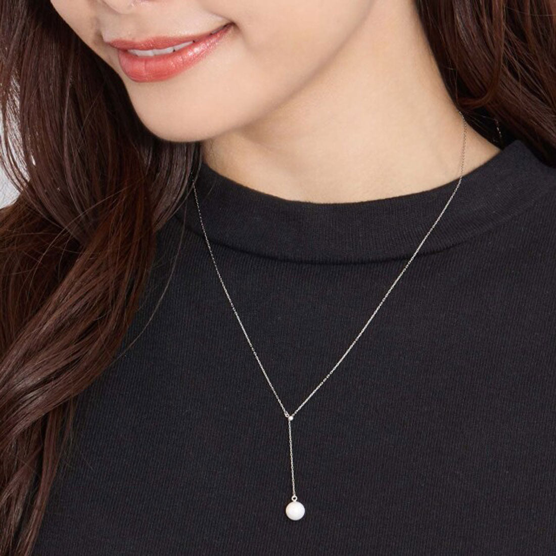 ララクリスティー LARA Christie ネックレス レディース 18金 あこや真珠 7～7.5mm ロングネックレス Y字 プラチナ パール 一粒 Pt850 K18 ゴールド  プレゼント lp56-0031 （プラチナ） プラチナ