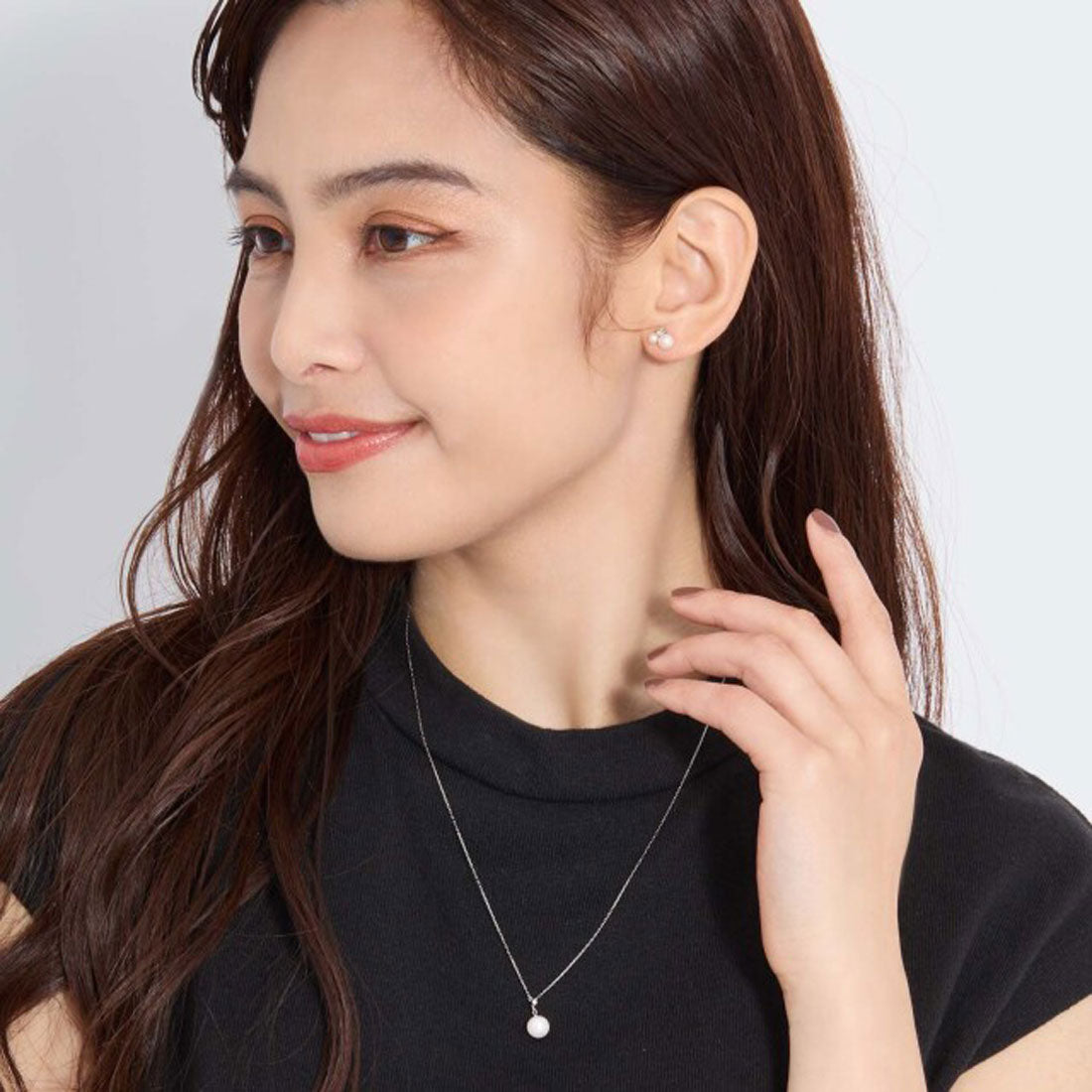 ララクリスティー LARA Christie ネックレス レディース 18金 あこや真珠 7～7.5mm ロングネックレス Y字 プラチナ パール 一粒 Pt850 K18 ゴールド  プレゼント lp56-0031 （プラチナ） プラチナ