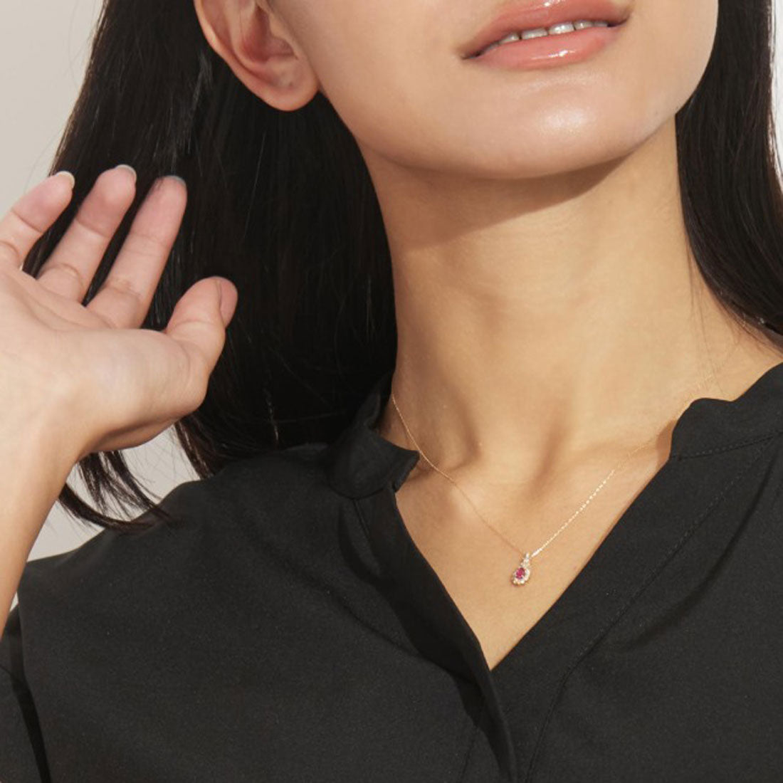 ララクリスティー LARA Christie ネックレス レディース 18金 プラチナ ダイヤモンド 計0.17ct ルビー 0.2ct PT900 ゴールド K18  lp56-0020 （プラチナ） プラチナ