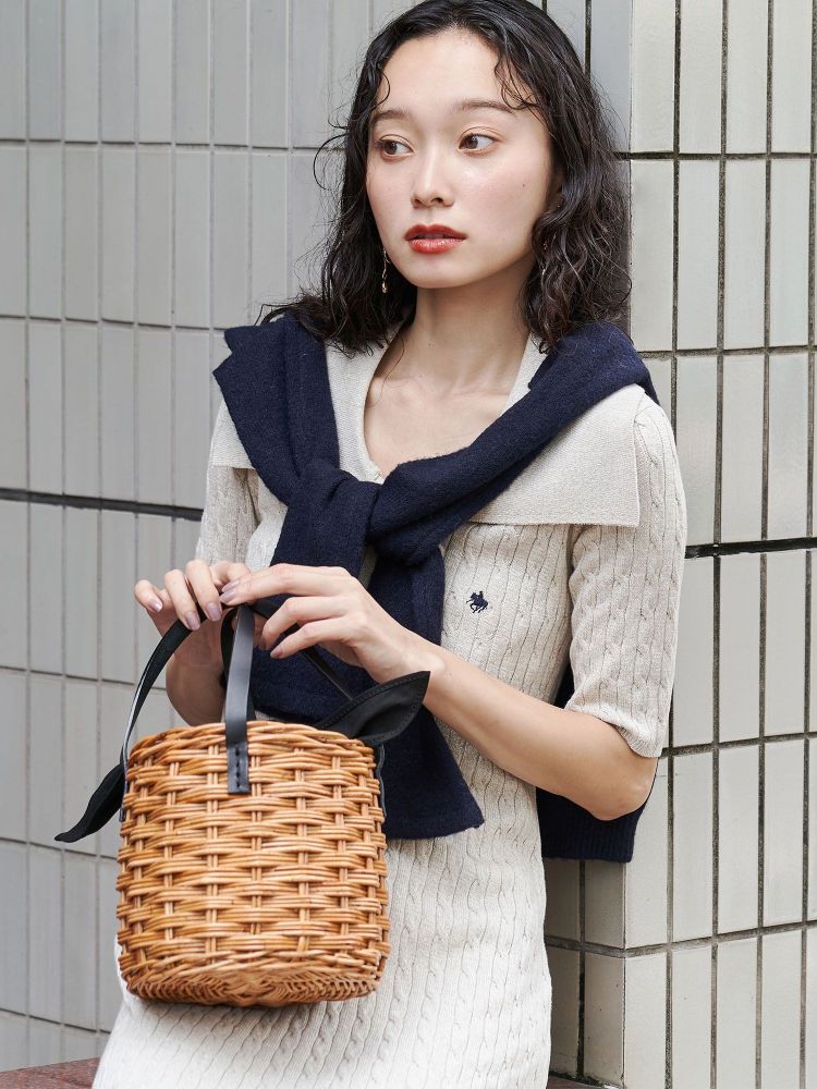 ラグナムーン LAGUNAMOON 【POLO BCSコラボ】カラーネックメランジケーブルニットワンピース （レッド） レッド