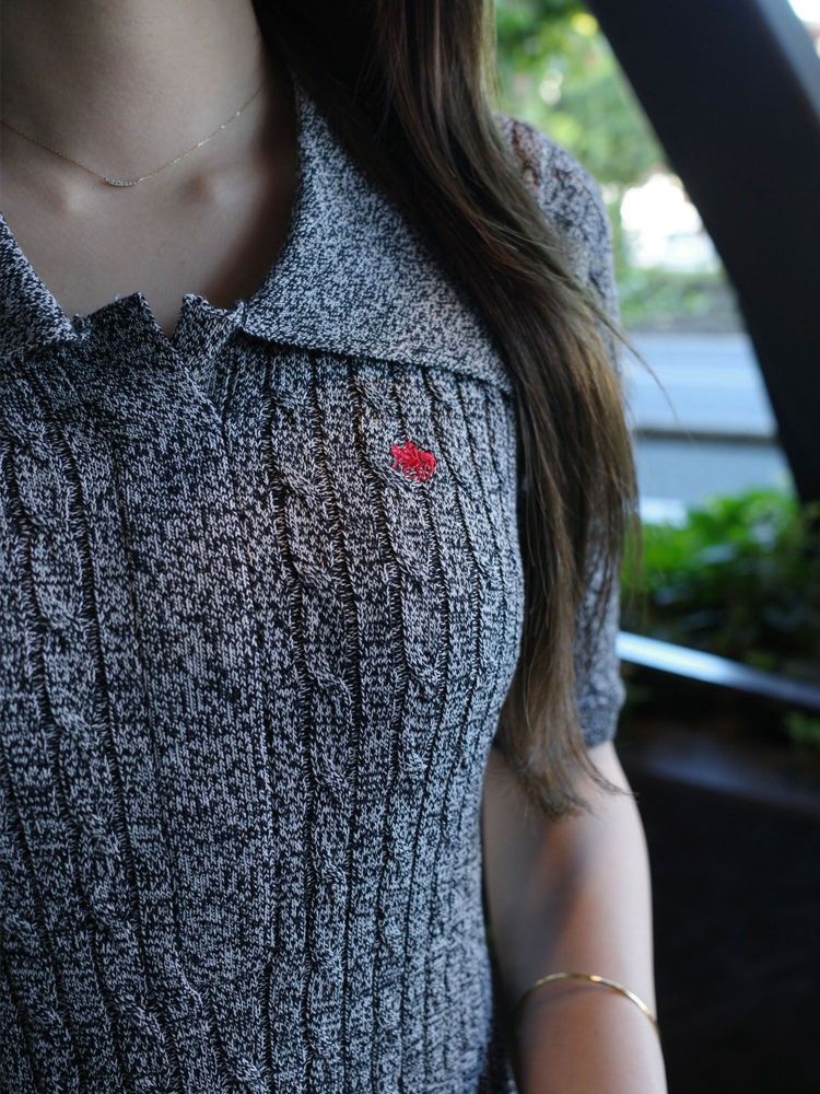 ラグナムーン LAGUNAMOON 【POLO BCSコラボ】カラーネックメランジケーブルニットワンピース （レッド） レッド