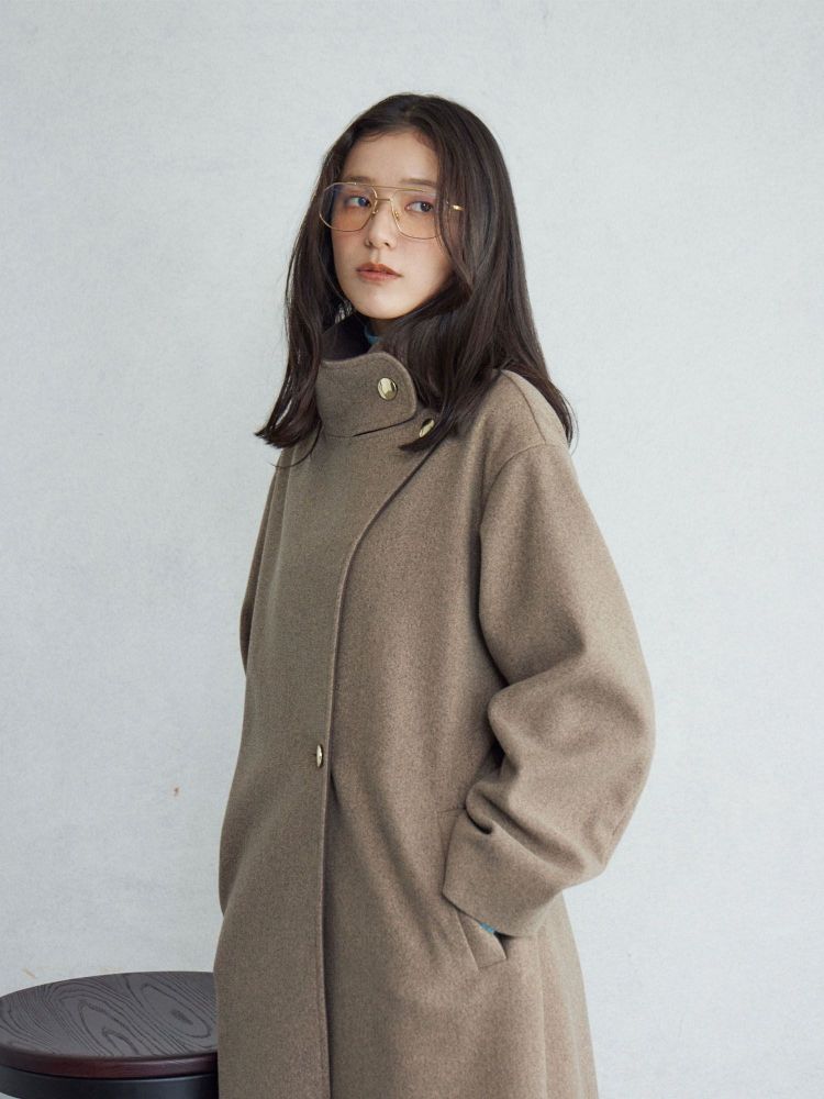 完売品 ラグナムーン ウールジャージスタンドカラーコート ラグナムーン LAGUNAMOON ウールジャージスタンドカラーコート