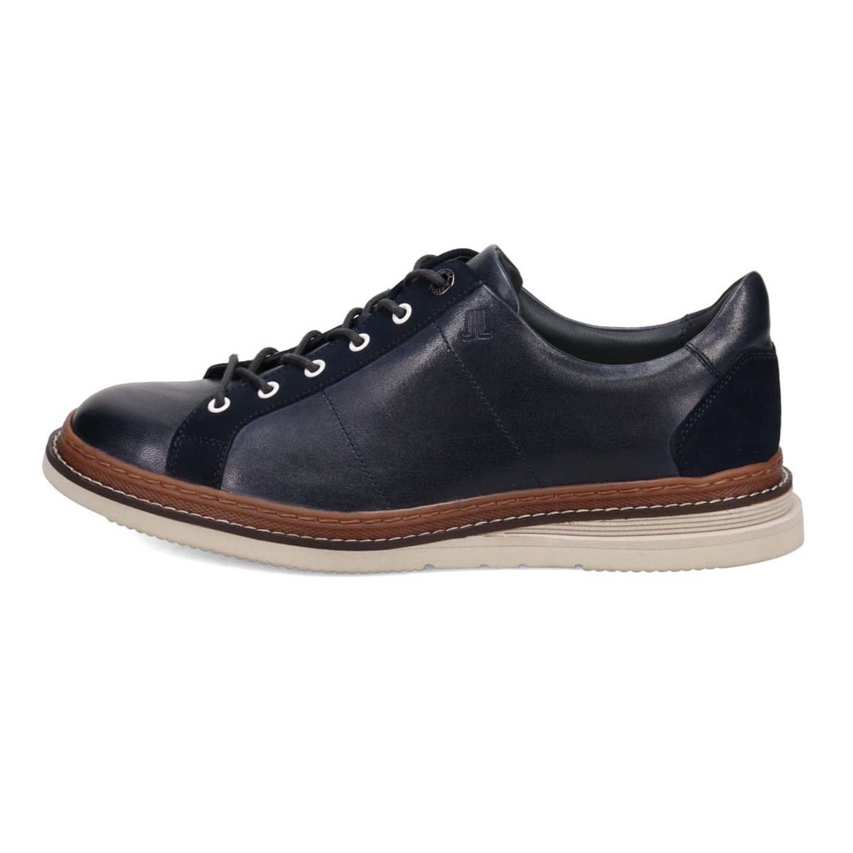 LANVIN en Bleu Lace-Up Combination Leather Sneakers 86553