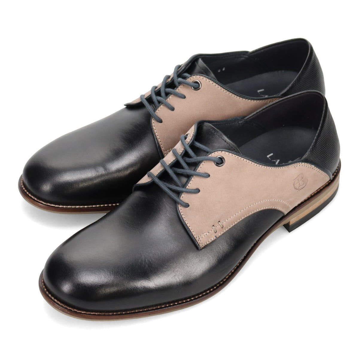 LANVIN en Bleu Mixed material lace-up shoes 86331