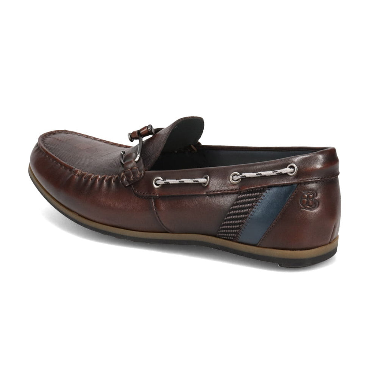 LANVIN en Bleu Block Check Embossed Leather Driving Shoes 86481