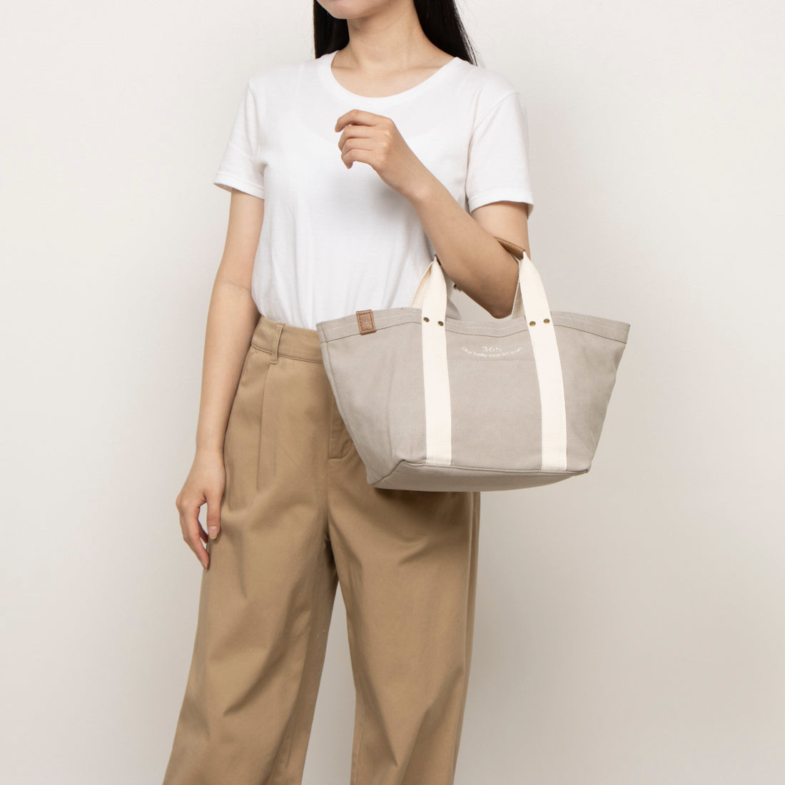 ラフィール LAFIEL 365帆布ロゴ刺繍配色 手提げバッグ （カーキ） カーキ
