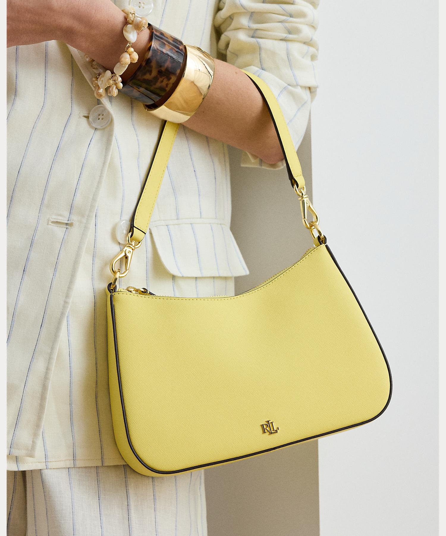 ローレン ラルフ ローレン LAUREN RALPH LAUREN クロスハッチ レザー ミディアム Danni バッグ （700イエロー） 700イエロー