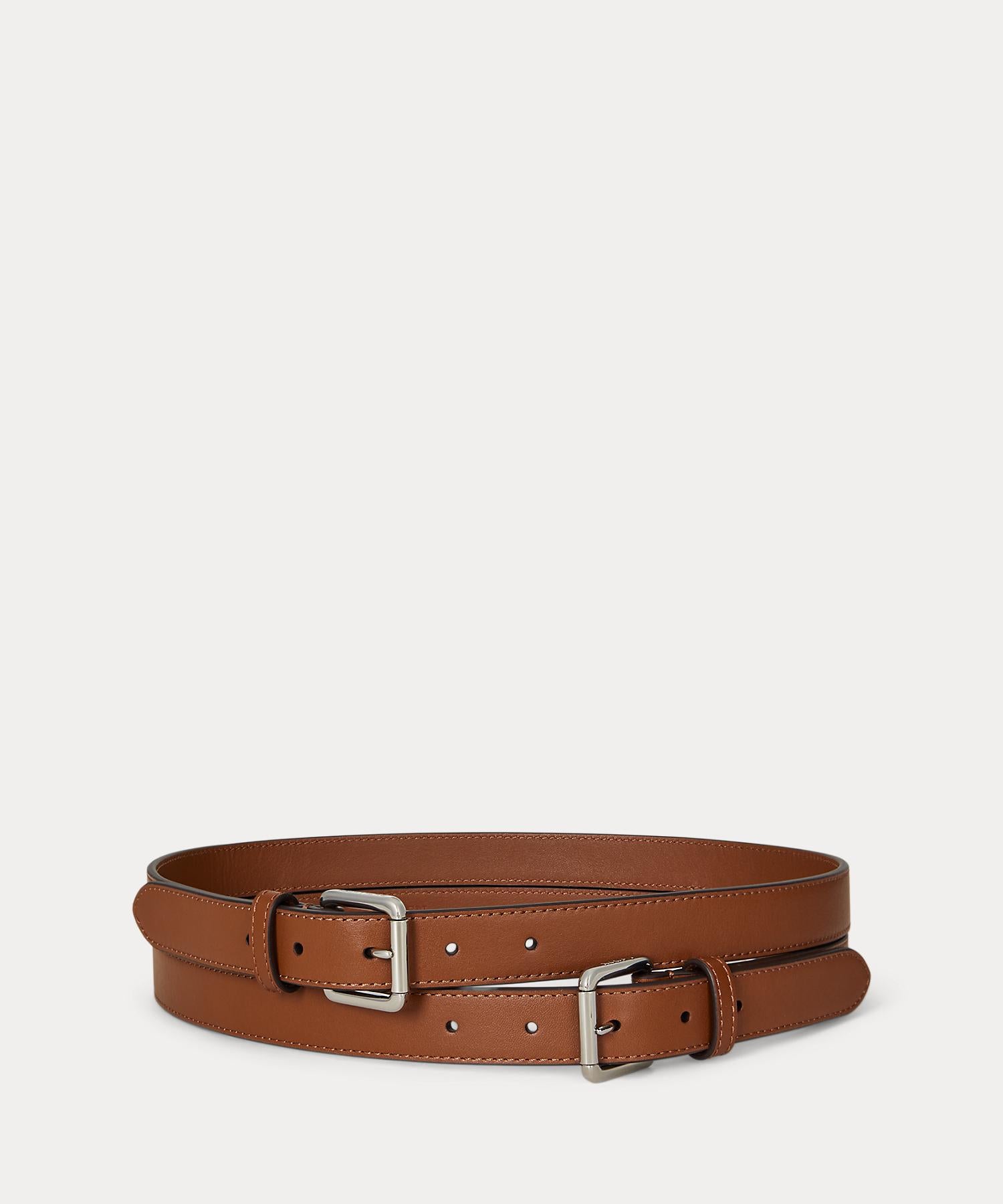 ローレン ラルフ ローレン LAUREN RALPH LAUREN レザー ダブルバックル スタックド ワイド ベルト （200ブラウン） 200ブラウン