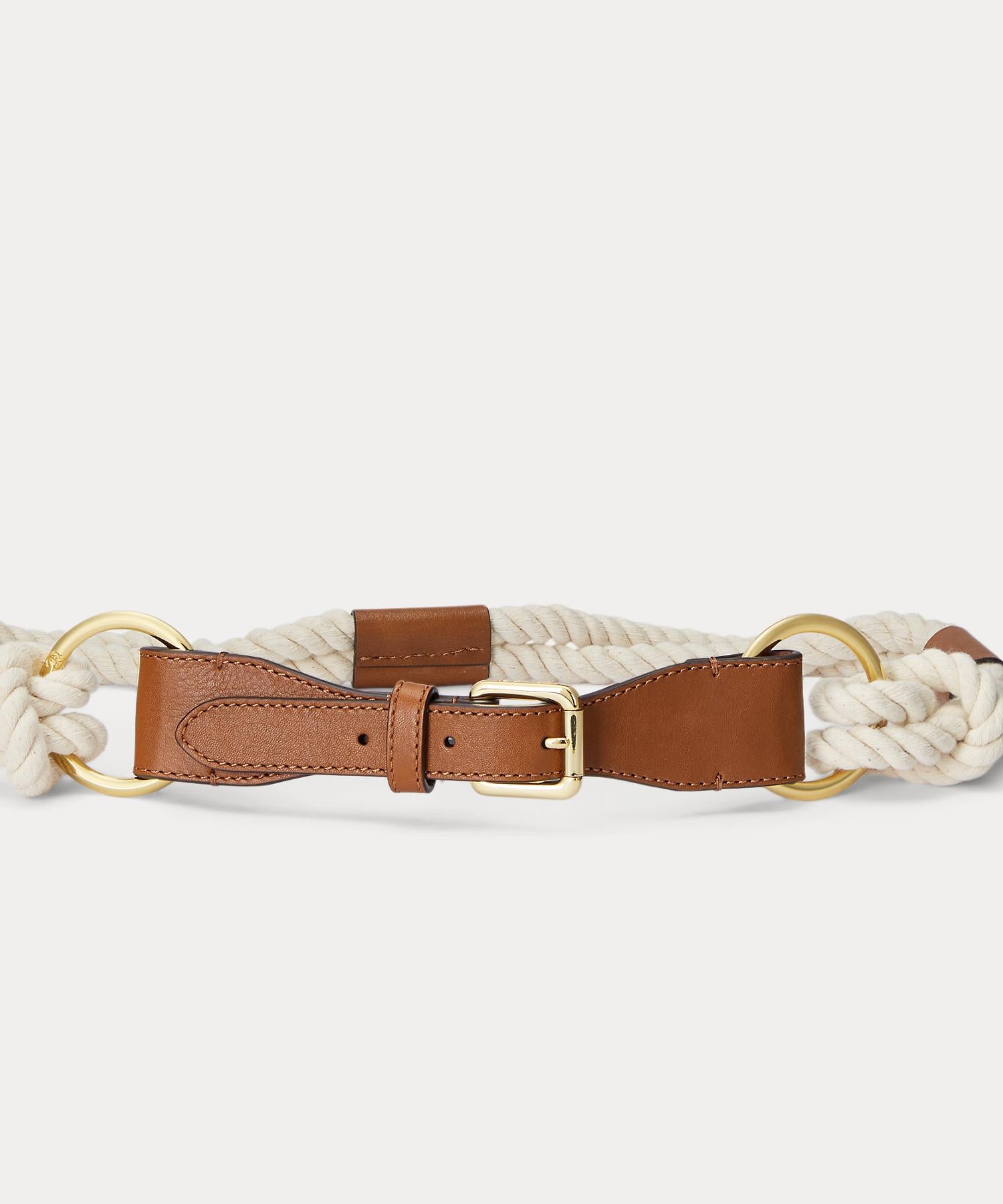 ローレン ラルフ ローレン LAUREN RALPH LAUREN レザートリム ロープ スキニー ベルト （101ナチュラル） 101ナチュラル