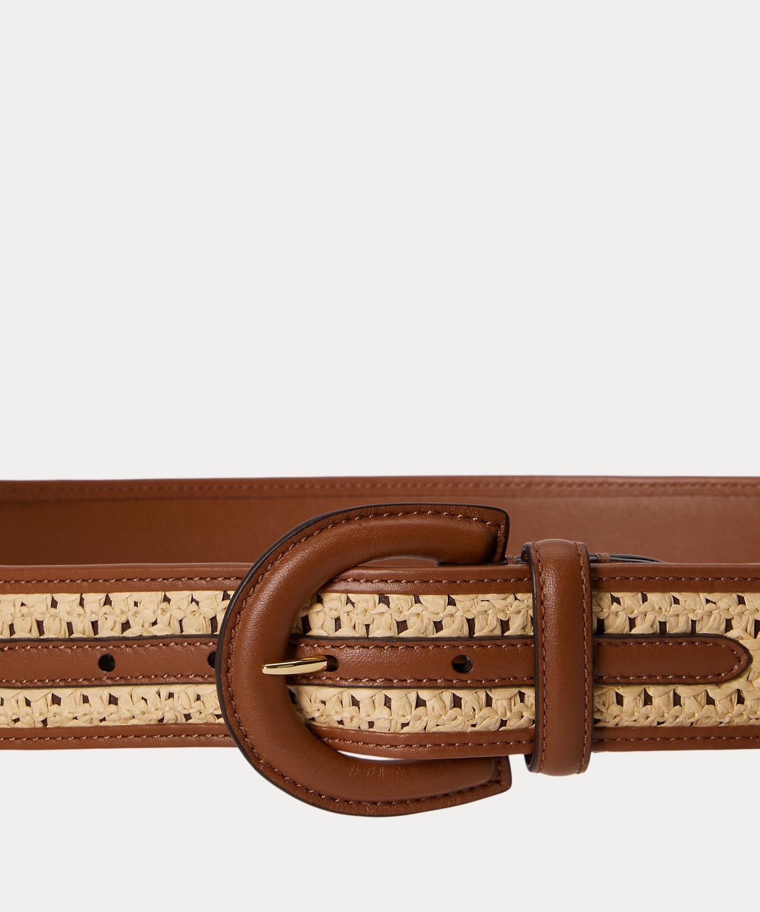 ローレン ラルフ ローレン LAUREN RALPH LAUREN クレセントバックル ストローレザー ワイド ベルト （101ナチュラル） 101ナチュラル