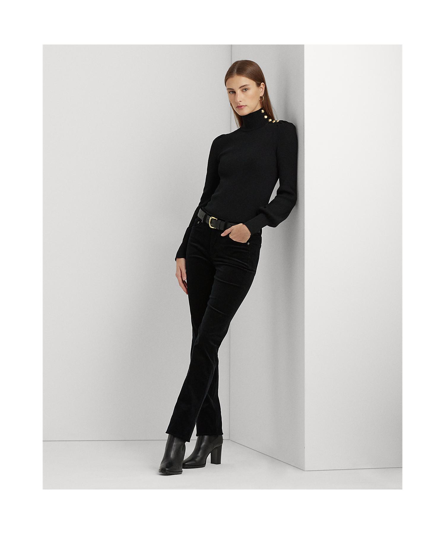 ローレン ラルフ ローレン LAUREN RALPH LAUREN ストレッチ コーデュロイ ミッドライズ ストレート パンツ （001ブラック） 001ブラック