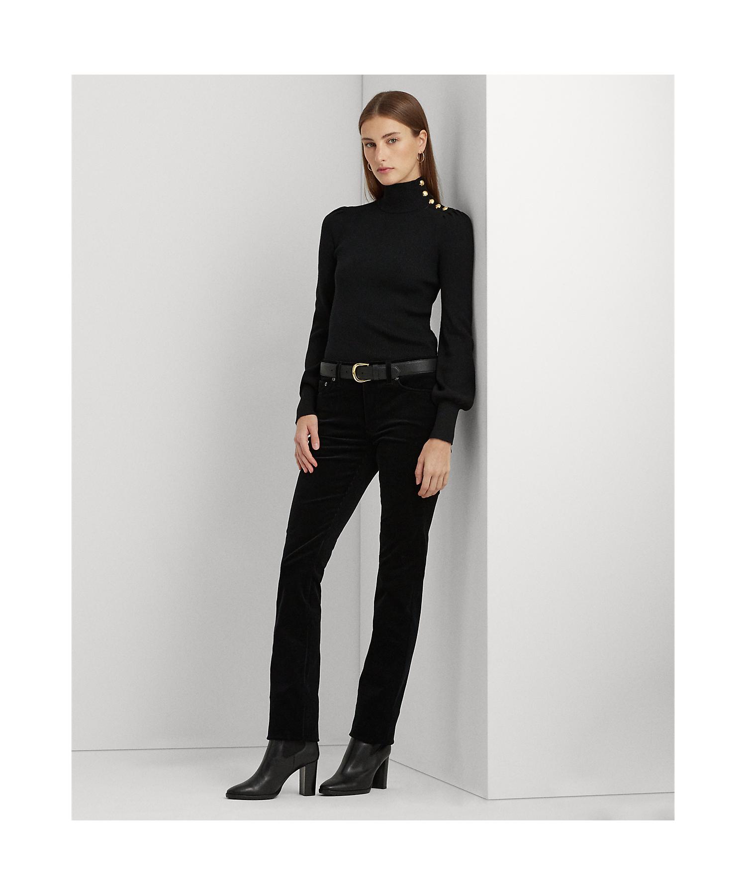 ローレン ラルフ ローレン LAUREN RALPH LAUREN ストレッチ コーデュロイ ミッドライズ ストレート パンツ （001ブラック） 001ブラック