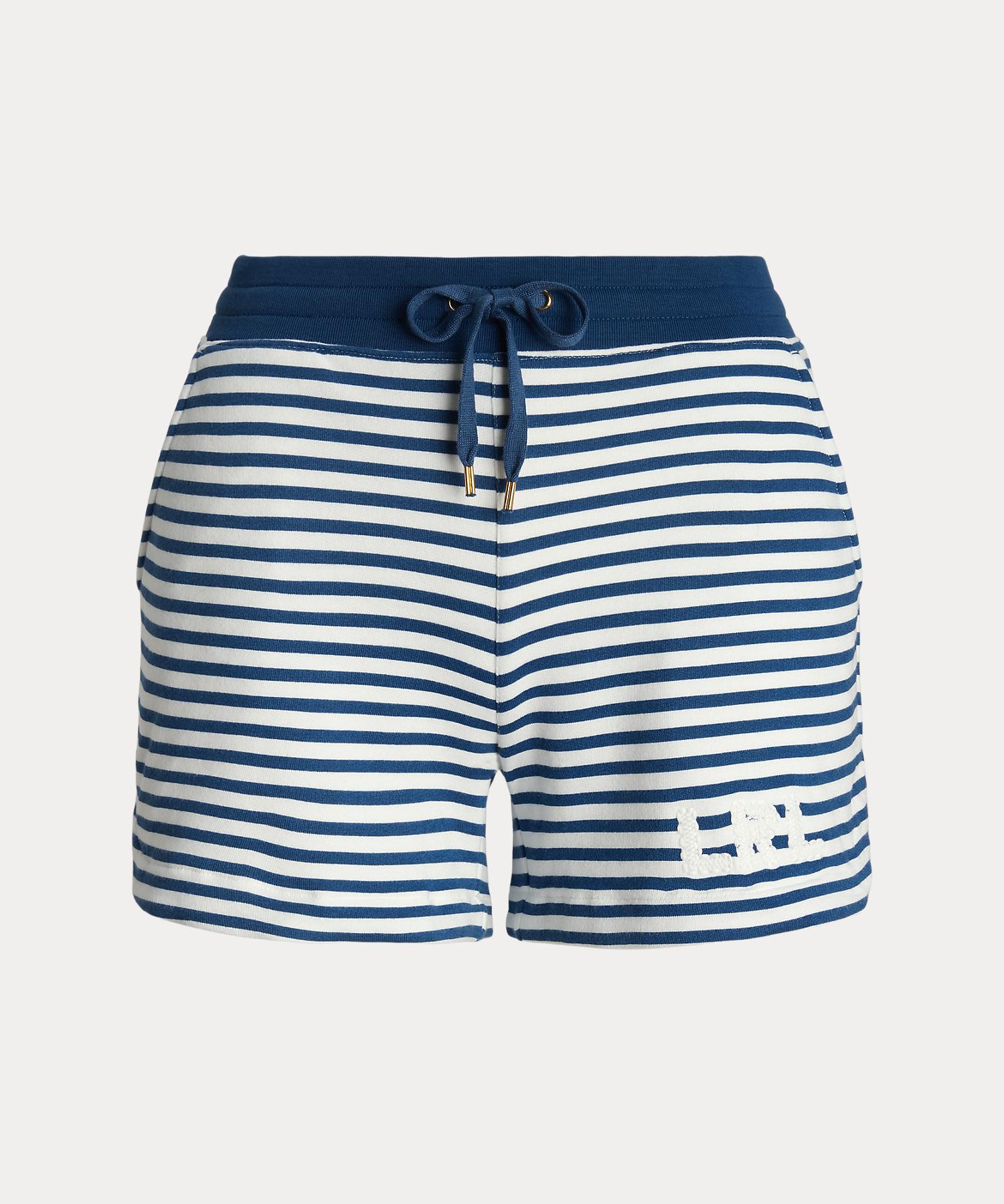 ローレン ラルフ ローレン LAUREN RALPH LAUREN ストライプド フレンチ テリー ドローコード ショートパンツ （100ホワイト） 100ホワイト