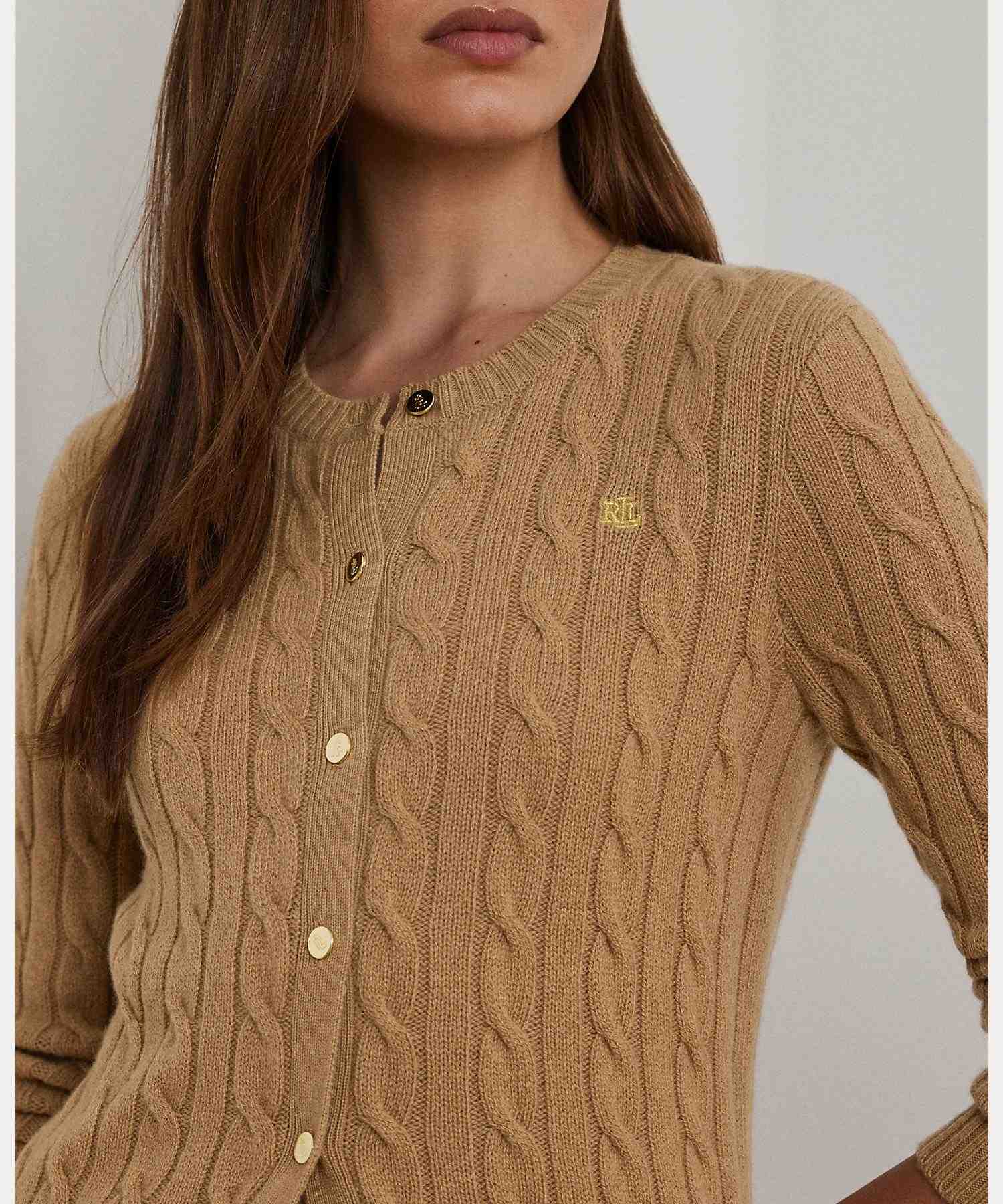Lauren Ralph Lauren Cable Knit Wool Cashmere Cardigan