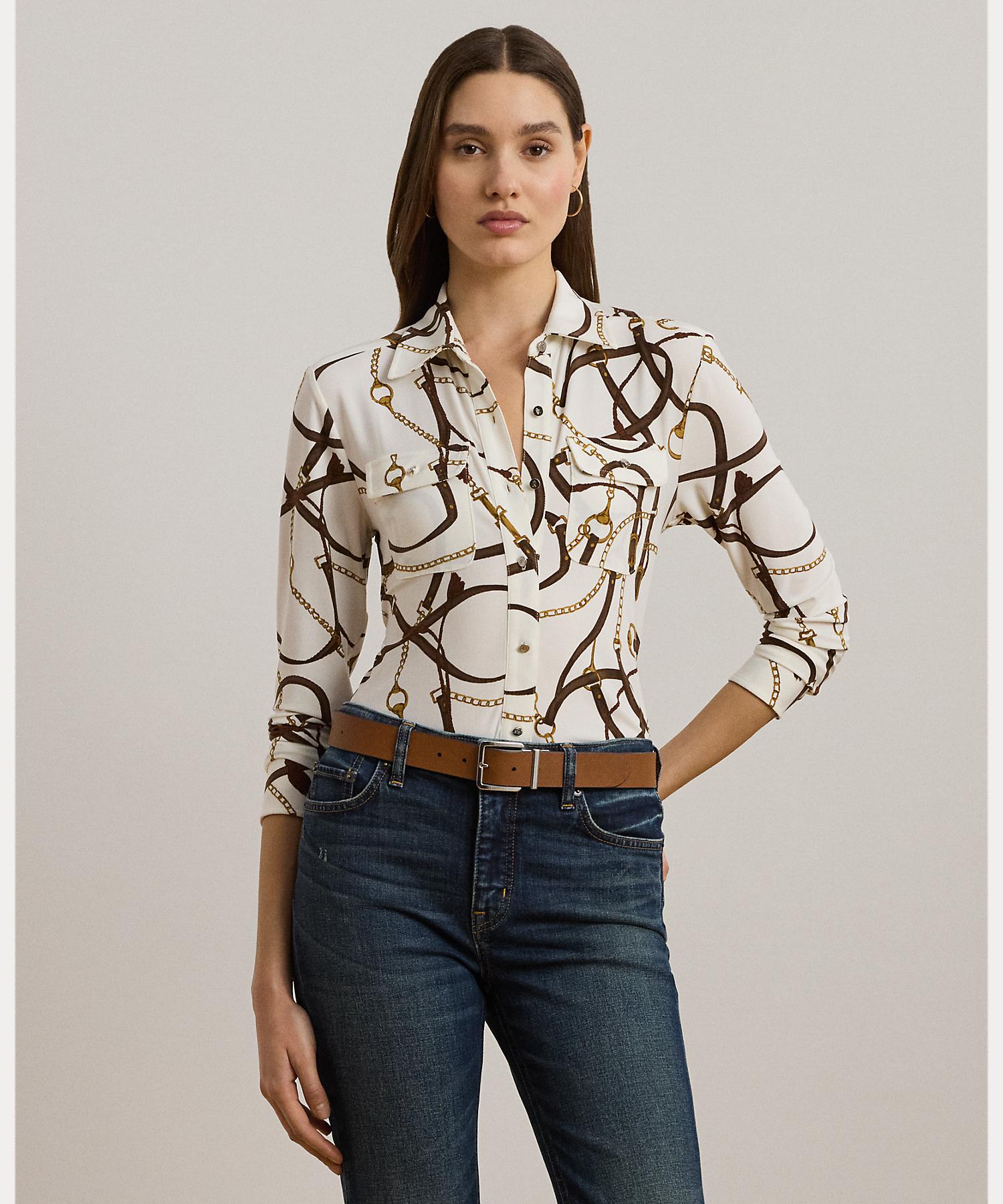 羅倫·拉爾夫·羅倫 LAUREN RALPH LAUREN 修身版 皮帶印花 針織襯衫