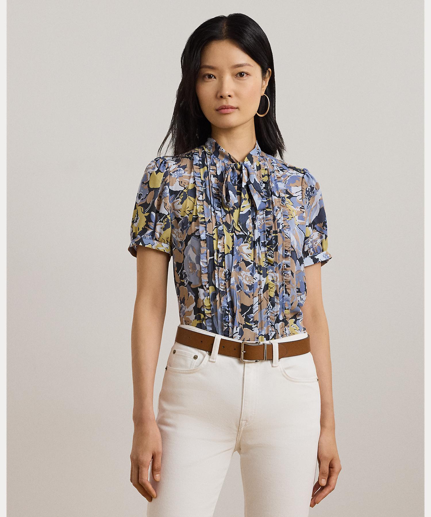 Lauren Ralph Lauren Floral Georgette Puff Sleeve Shirt