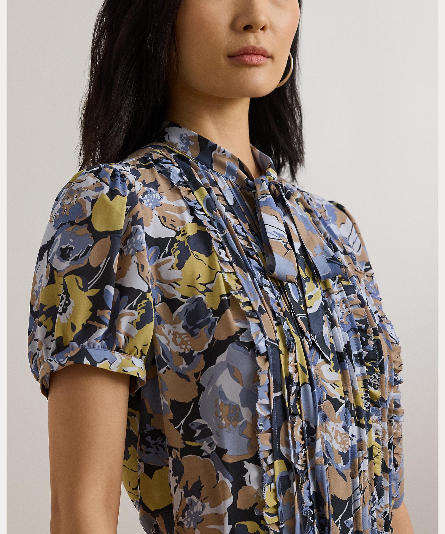 Lauren Ralph Lauren Floral Georgette Puff Sleeve Shirt