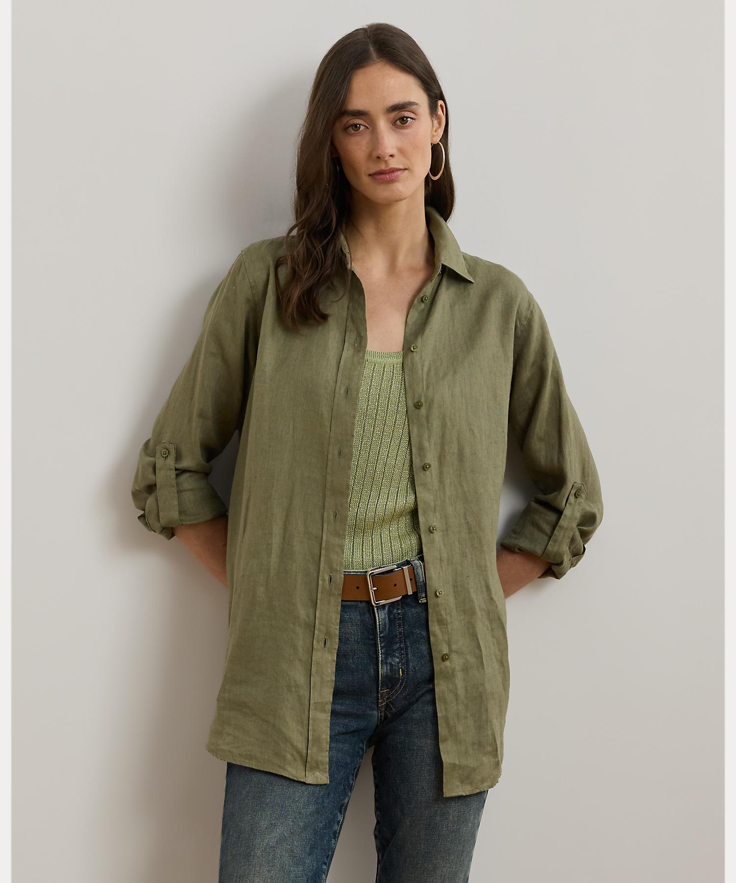 ローレン ラルフ ローレン LAUREN RALPH LAUREN リラックスド フィット リネン シャツ （300グリーン） 300グリーン