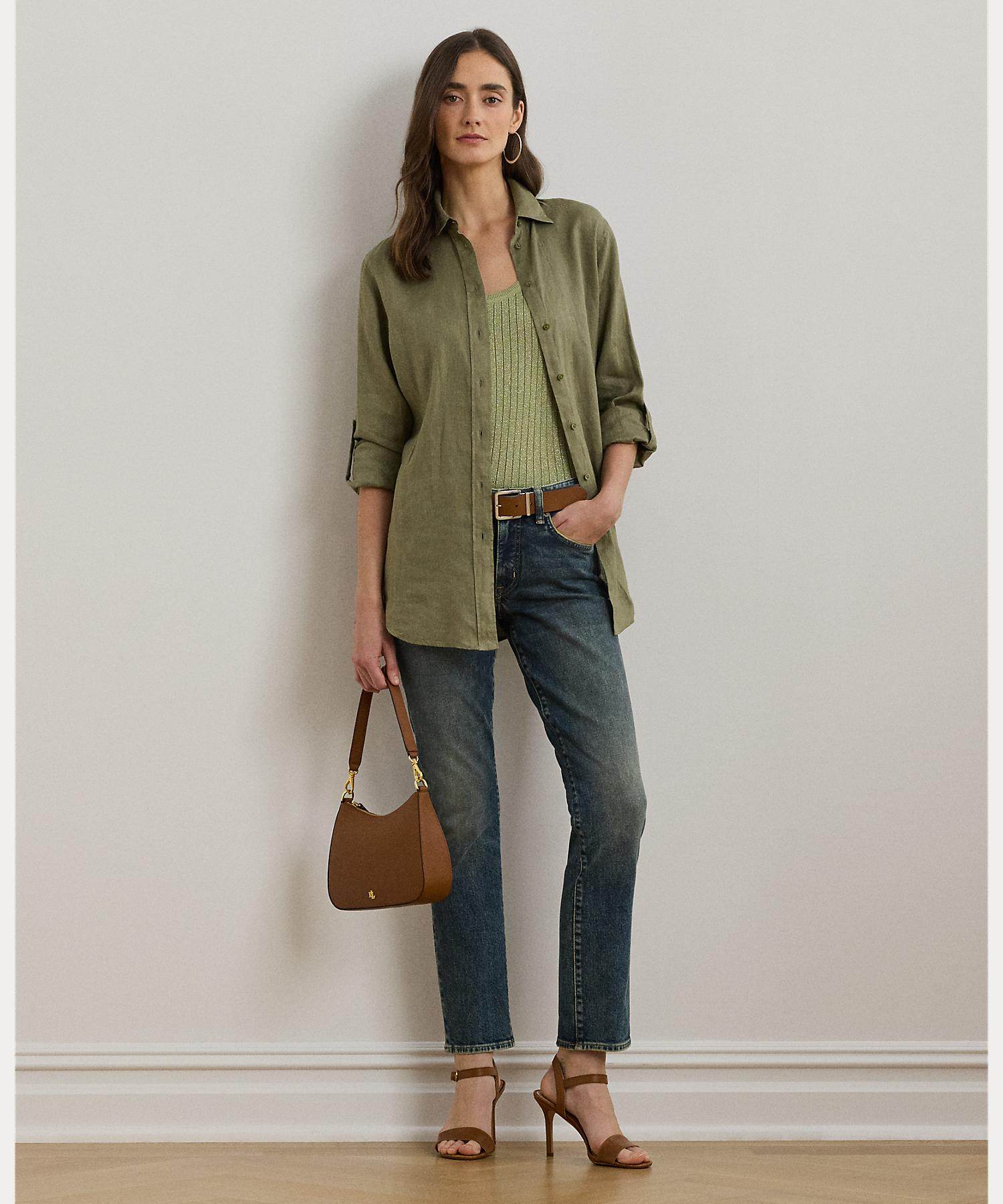ローレン ラルフ ローレン LAUREN RALPH LAUREN リラックスド フィット リネン シャツ （300グリーン） 300グリーン
