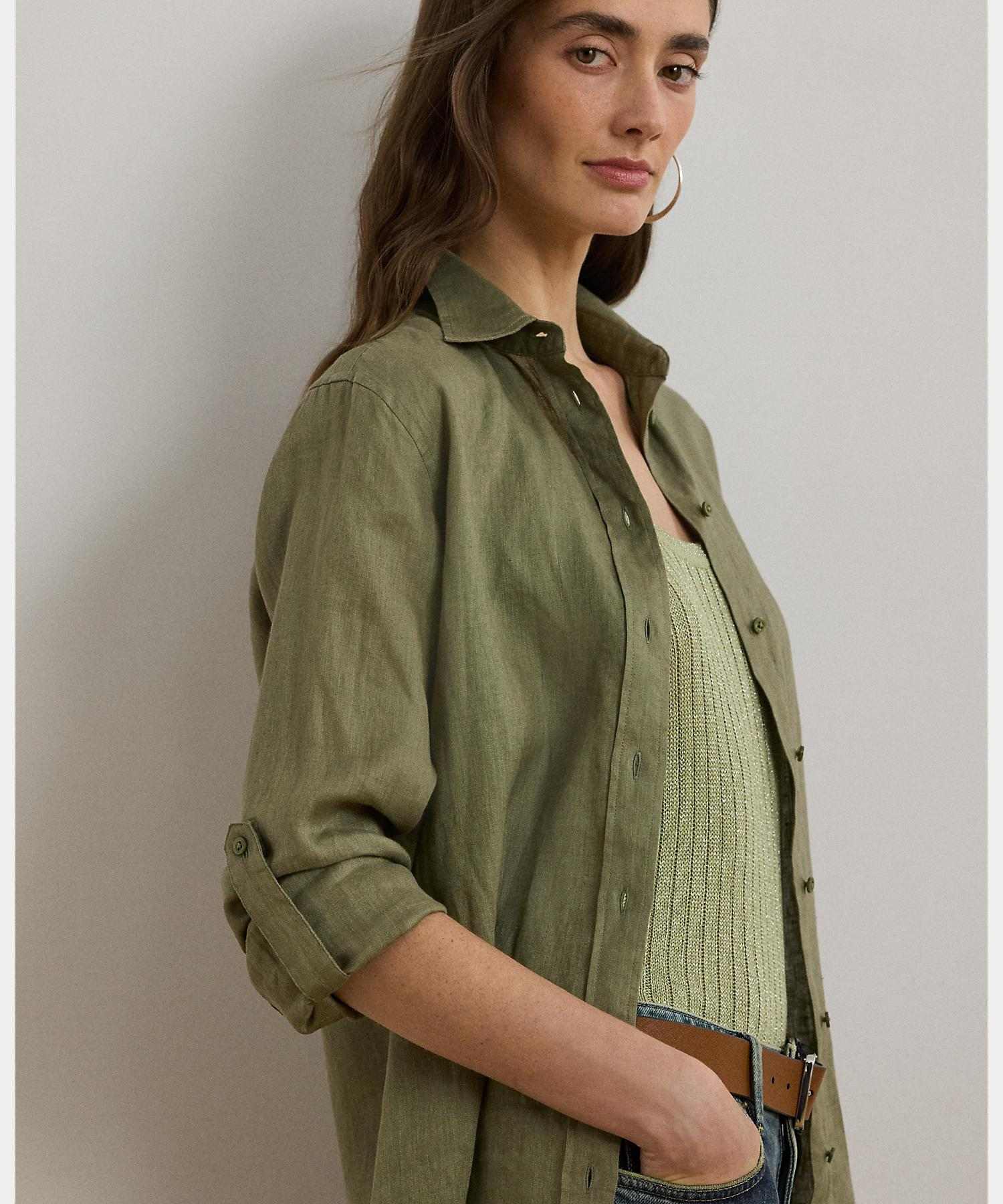 ローレン ラルフ ローレン LAUREN RALPH LAUREN リラックスド フィット リネン シャツ （300グリーン） 300グリーン