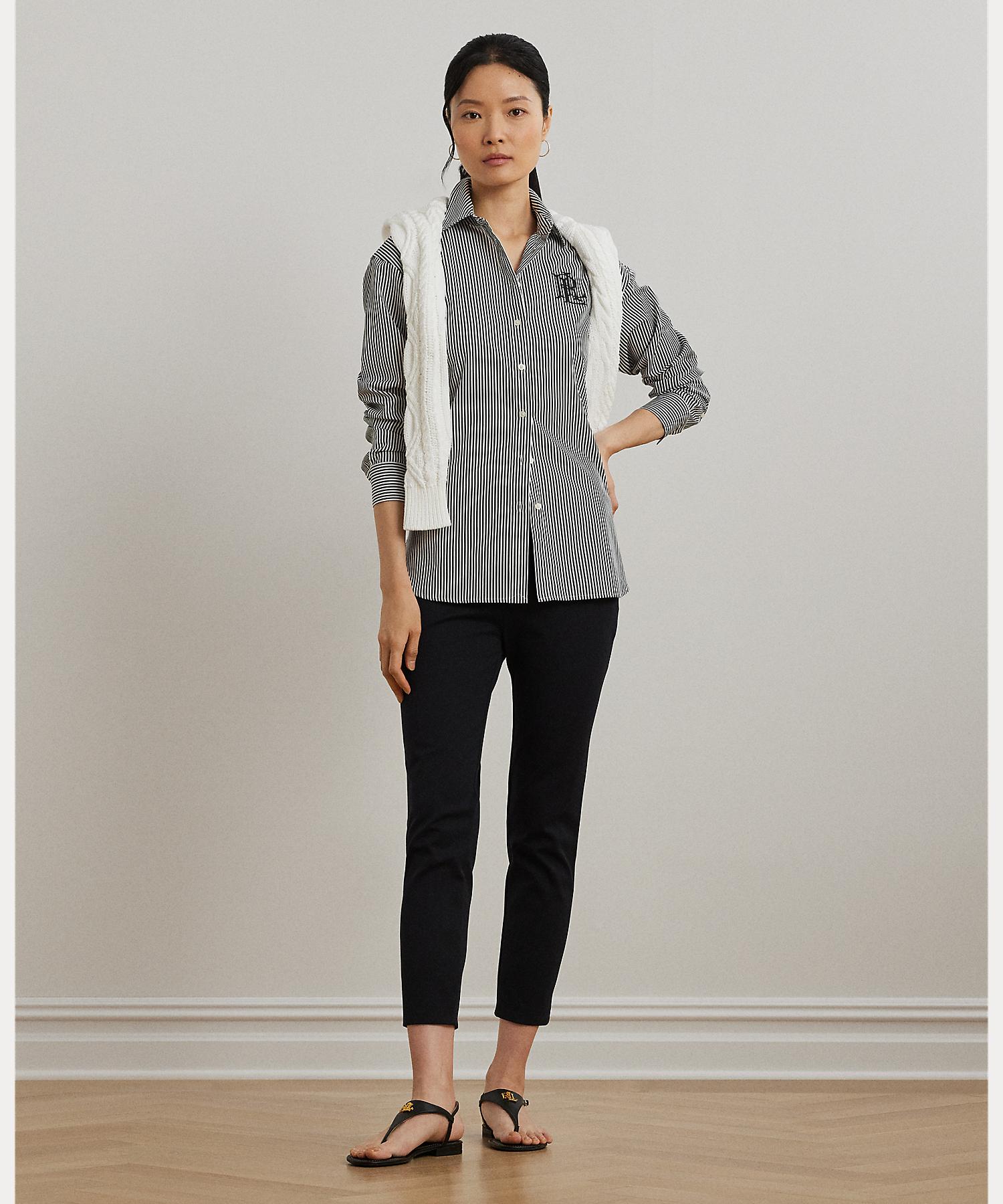 ローレン ラルフ ローレン LAUREN RALPH LAUREN リラックス フィット ストライプド ブロードクロス シャツ （001ブラック） 001ブラック