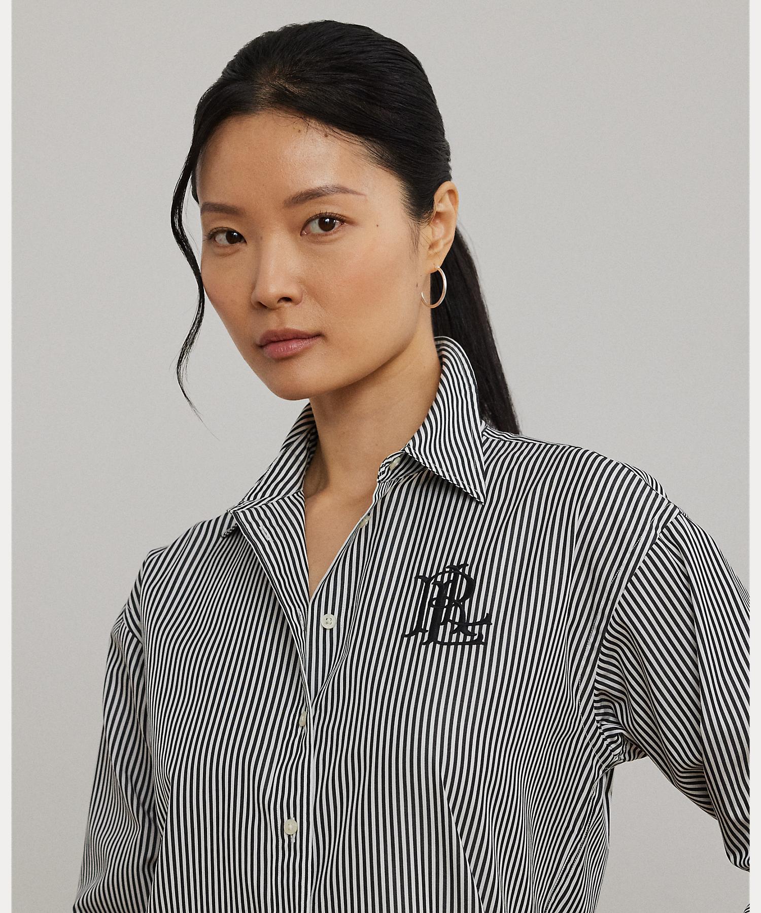 ローレン ラルフ ローレン LAUREN RALPH LAUREN リラックス フィット ストライプド ブロードクロス シャツ （001ブラック） 001ブラック
