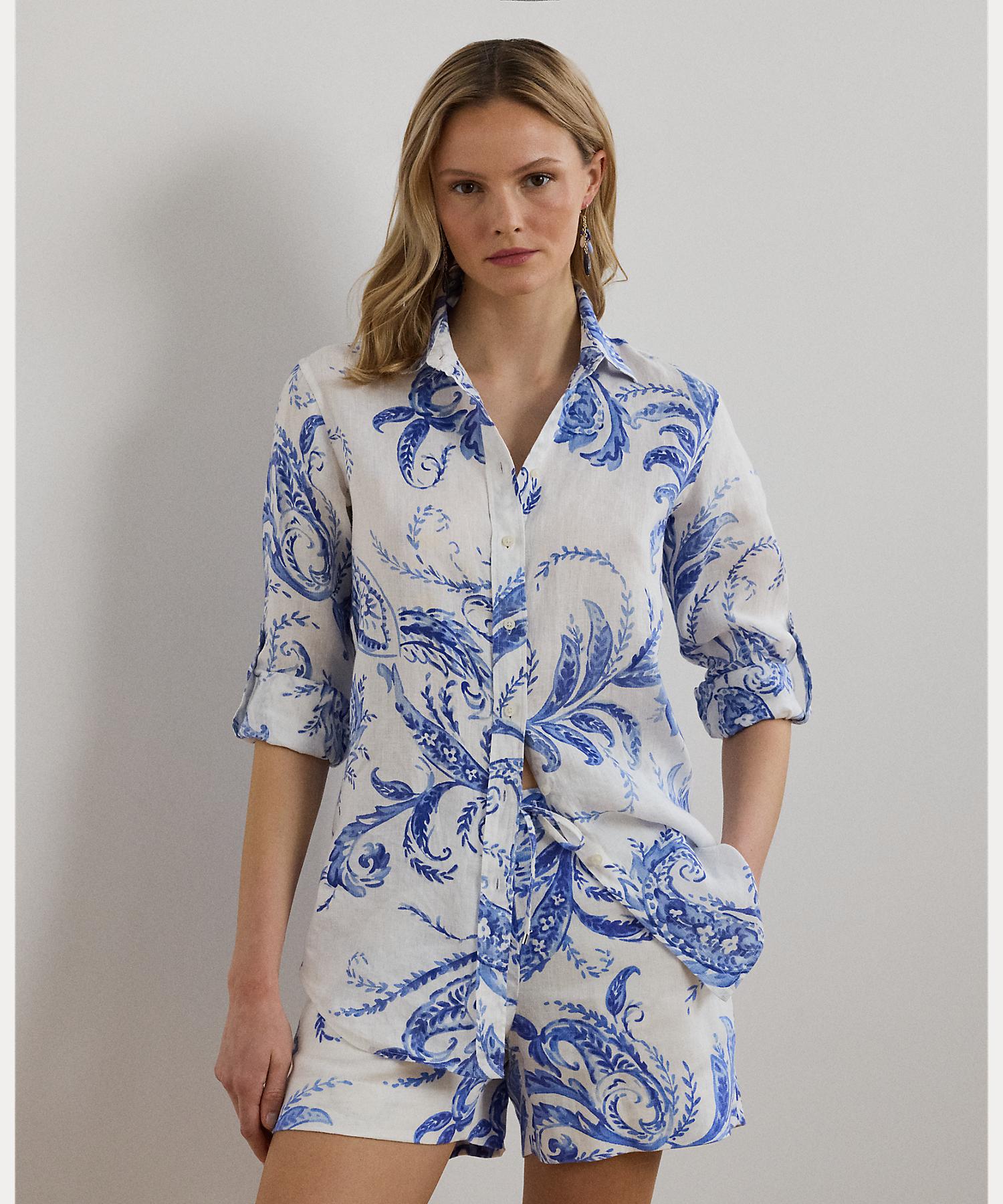 ローレン ラルフ ローレン LAUREN RALPH LAUREN リラックス フィット ペイズリー リネン シャツ （100ホワイト） 100ホワイト
