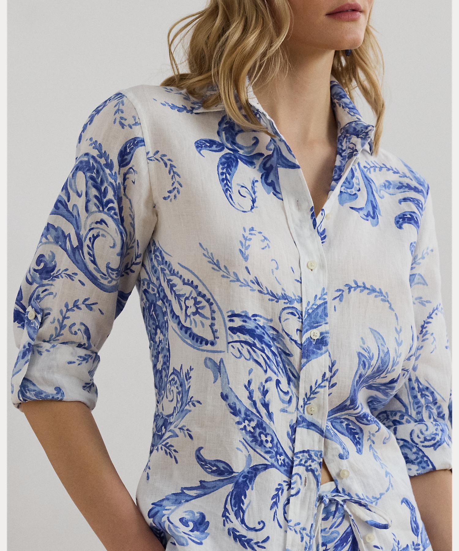 ローレン ラルフ ローレン LAUREN RALPH LAUREN リラックス フィット ペイズリー リネン シャツ （100ホワイト） 100ホワイト