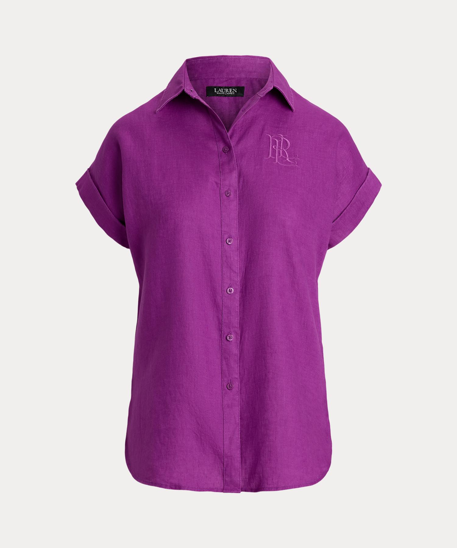 ローレン ラルフ ローレン LAUREN RALPH LAUREN リネン ショートスリーブ シャツ （500パープル） 500パープル