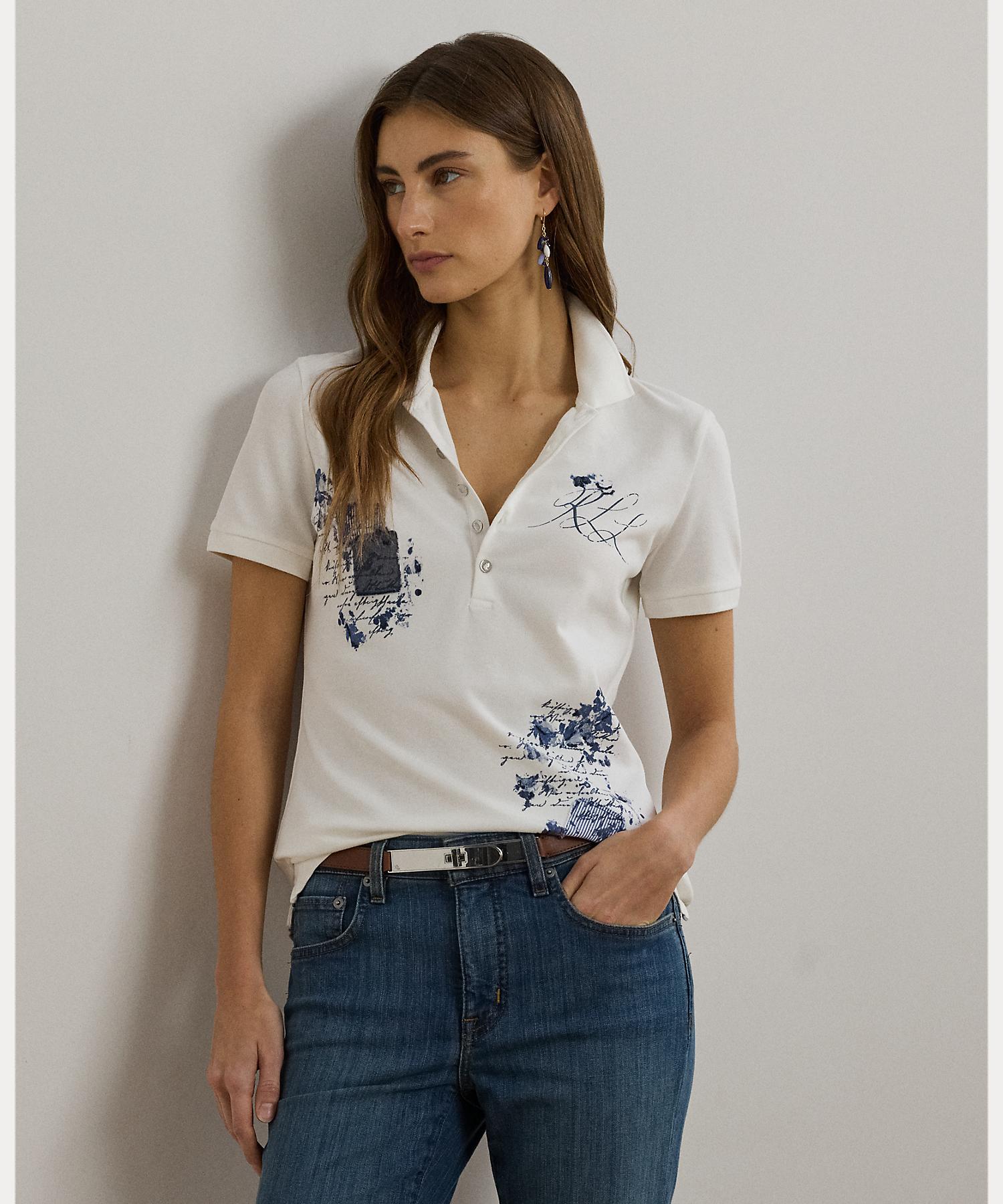 ローレン ラルフ ローレン LAUREN RALPH LAUREN パッチワーク ピケ ポロシャツ （100ホワイト） 100ホワイト