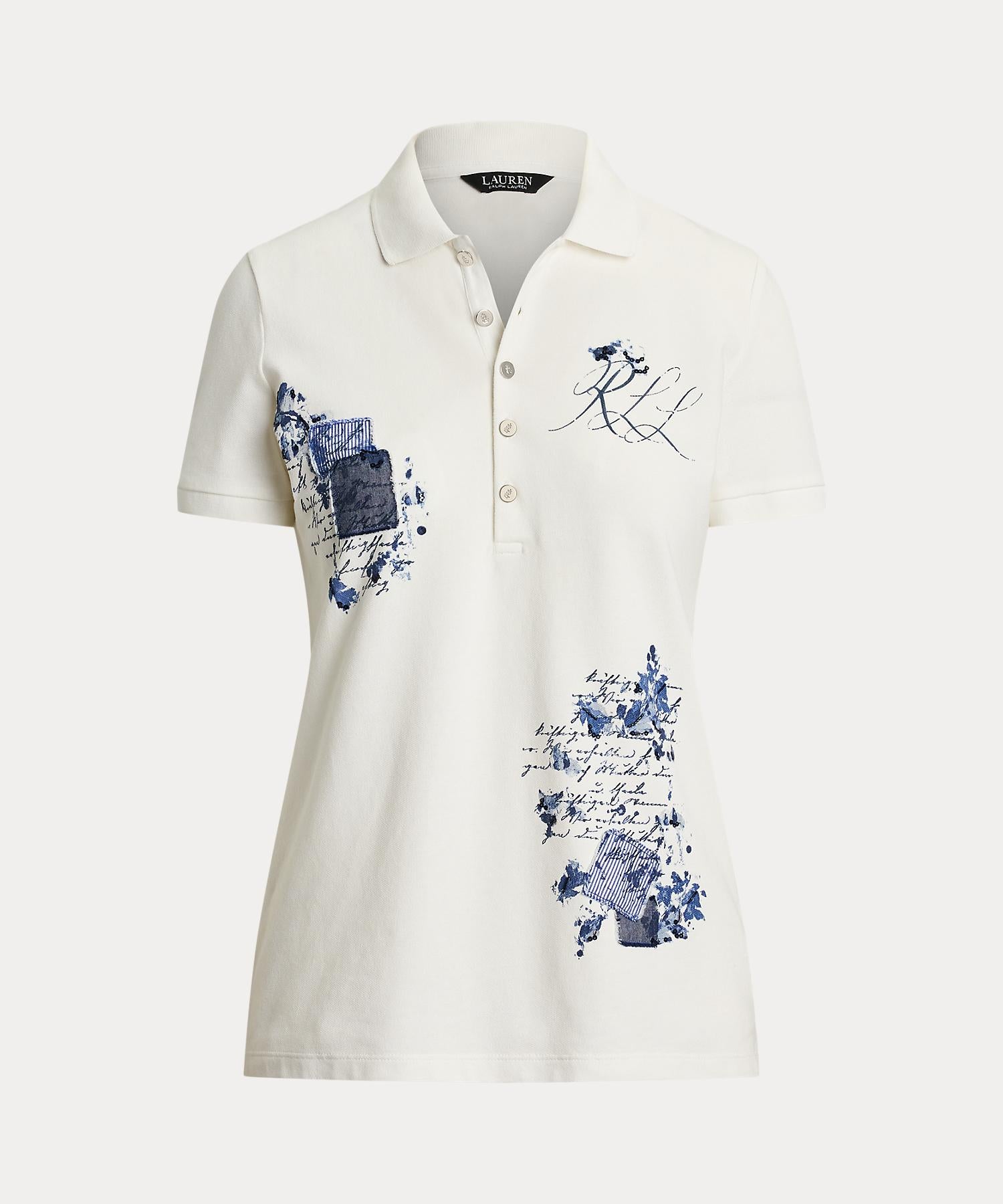 ローレン ラルフ ローレン LAUREN RALPH LAUREN パッチワーク ピケ ポロシャツ （100ホワイト） 100ホワイト
