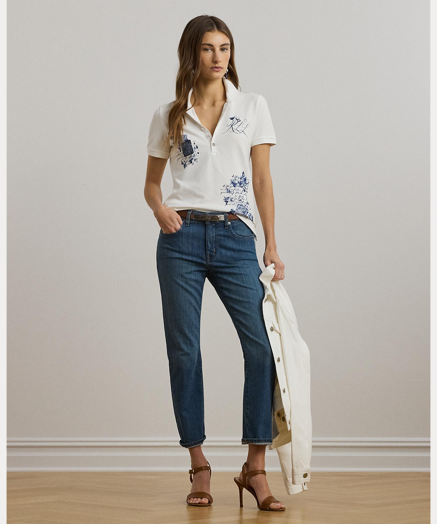 ローレン ラルフ ローレン LAUREN RALPH LAUREN パッチワーク ピケ ポロシャツ （100ホワイト） 100ホワイト