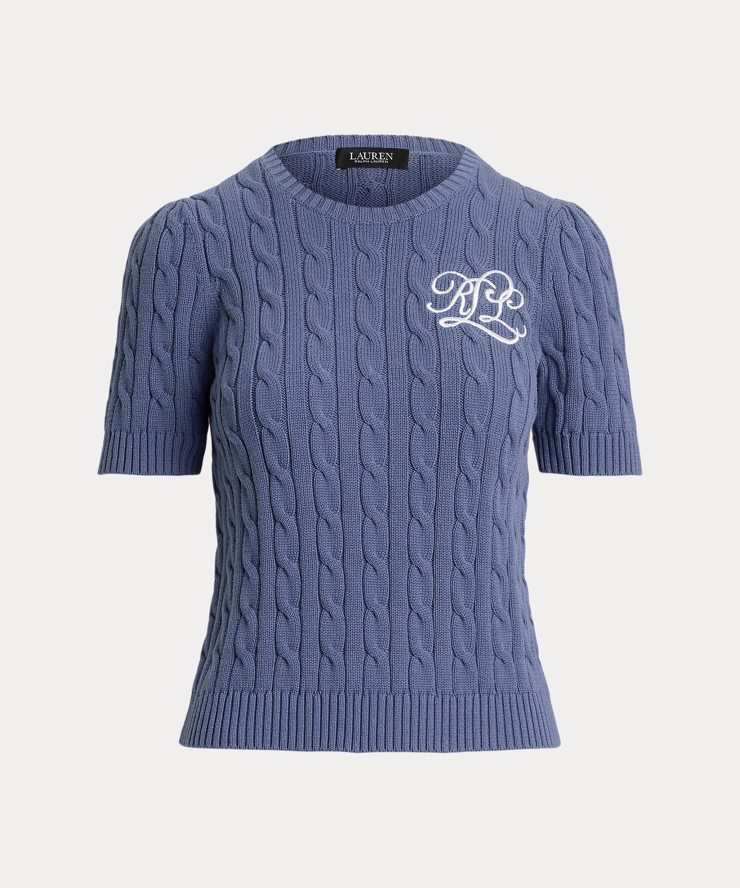 ローレン ラルフ ローレン LAUREN RALPH LAUREN ケーブルニット コットン ショートスリーブ セーター （400ブルー） 400ブルー
