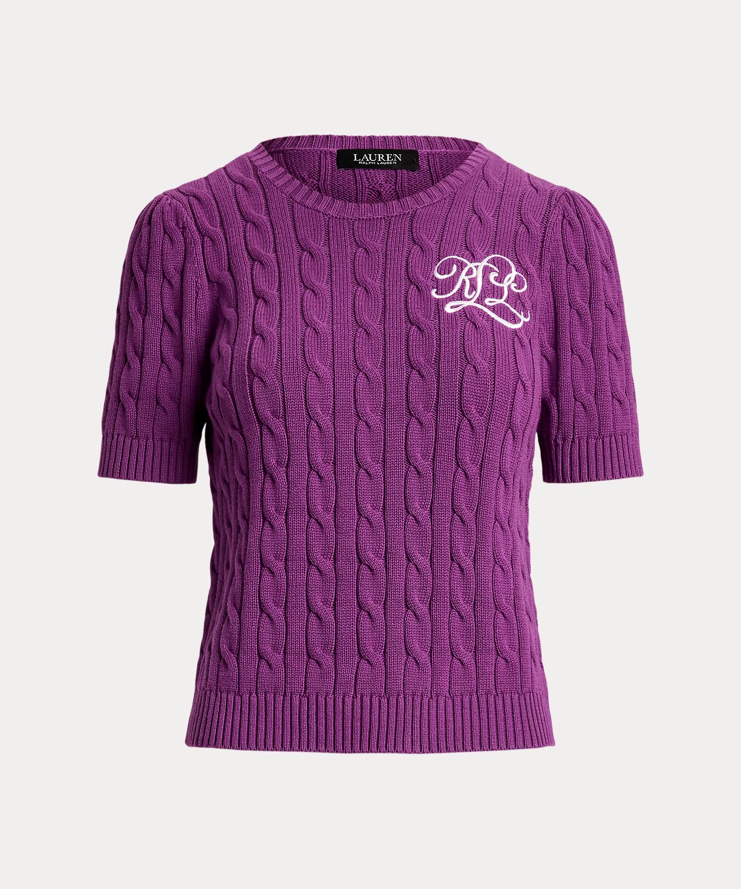 ローレン ラルフ ローレン LAUREN RALPH LAUREN ケーブルニット コットン ショートスリーブ セーター （500パープル） 500パープル