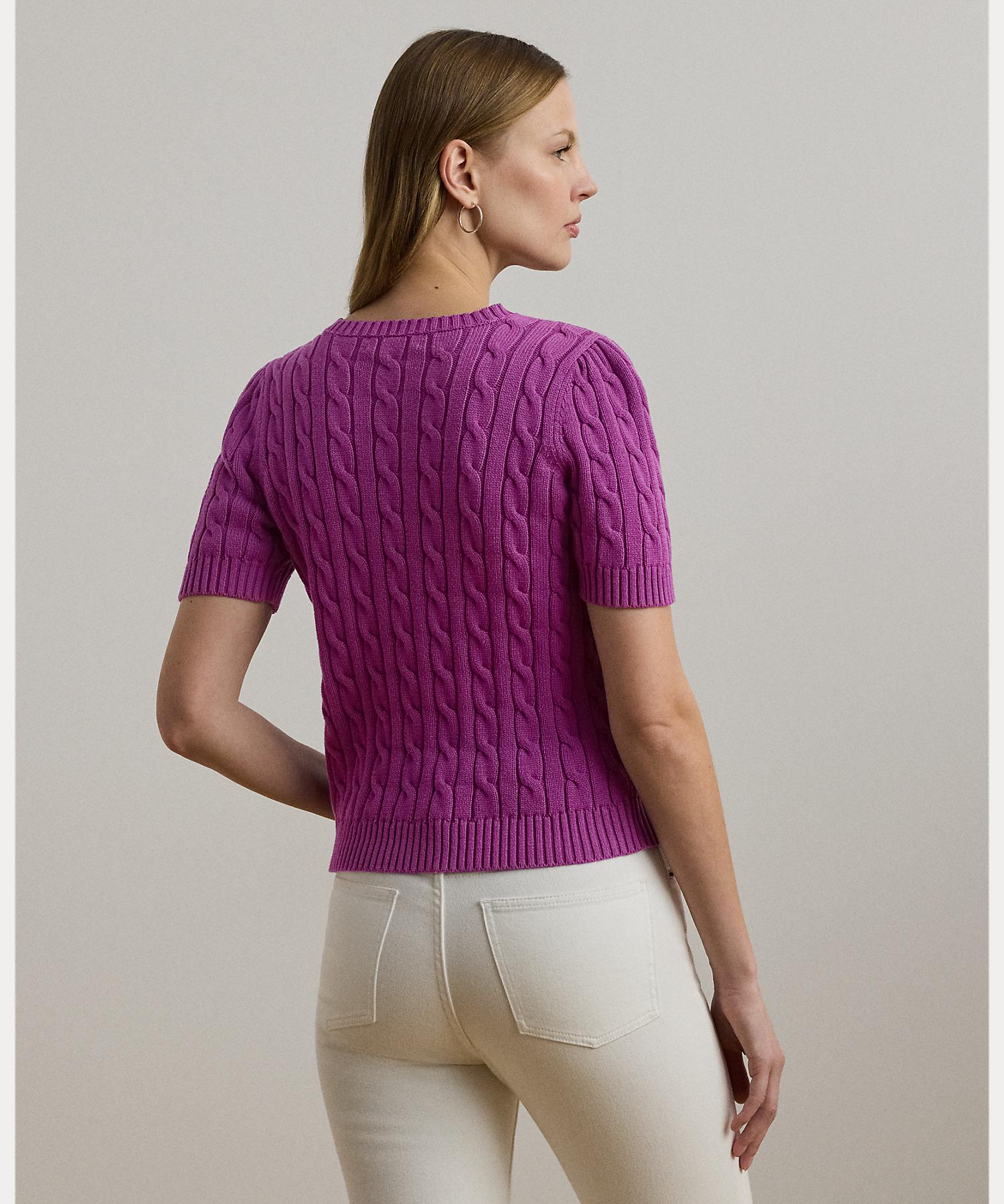 ローレン ラルフ ローレン LAUREN RALPH LAUREN ケーブルニット コットン ショートスリーブ セーター （500パープル） 500パープル
