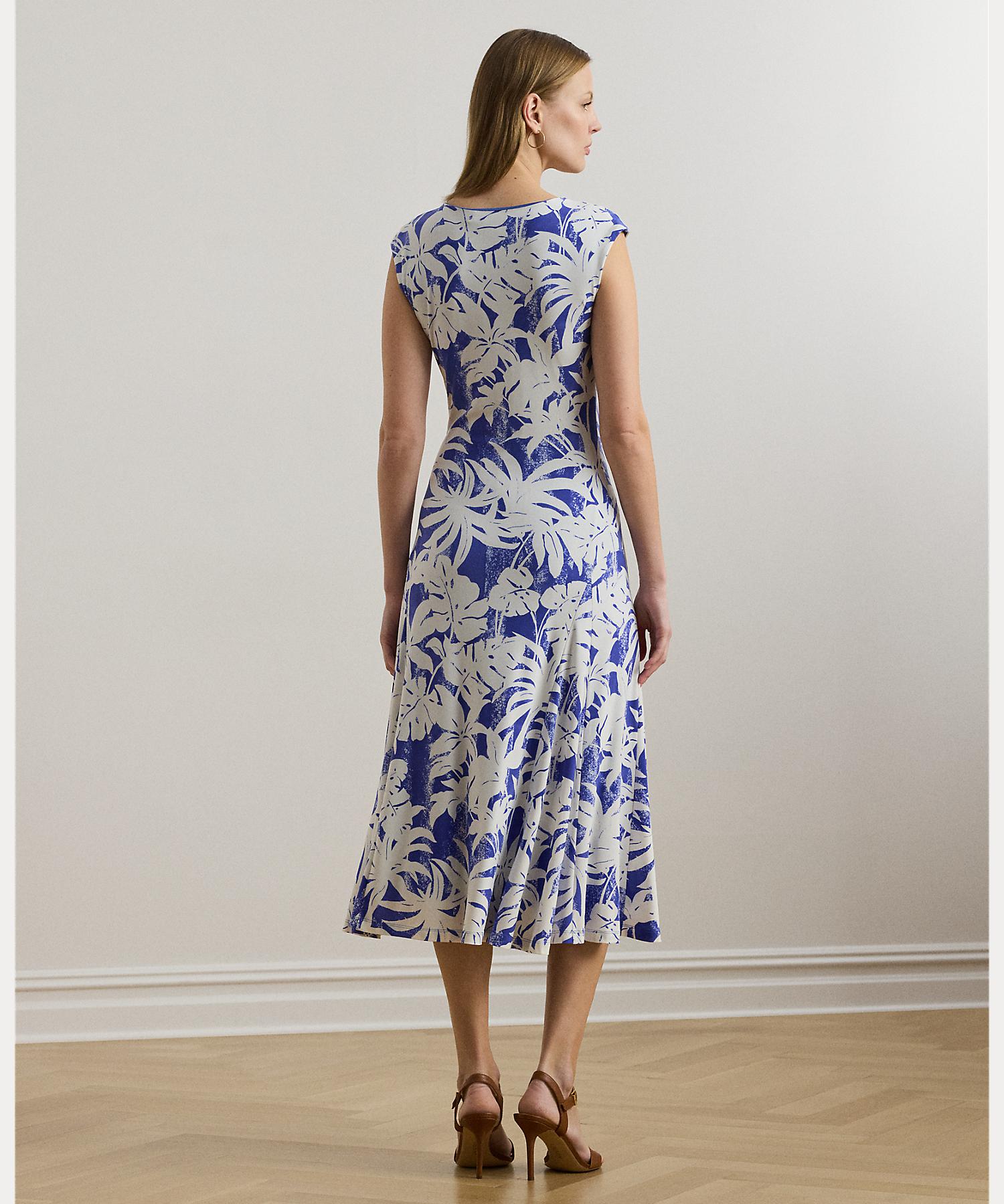 ローレン ラルフ ローレン LAUREN RALPH LAUREN パームフロンドプリント ストレッチ ジャージー ドレス （400ブルー） 400ブルー