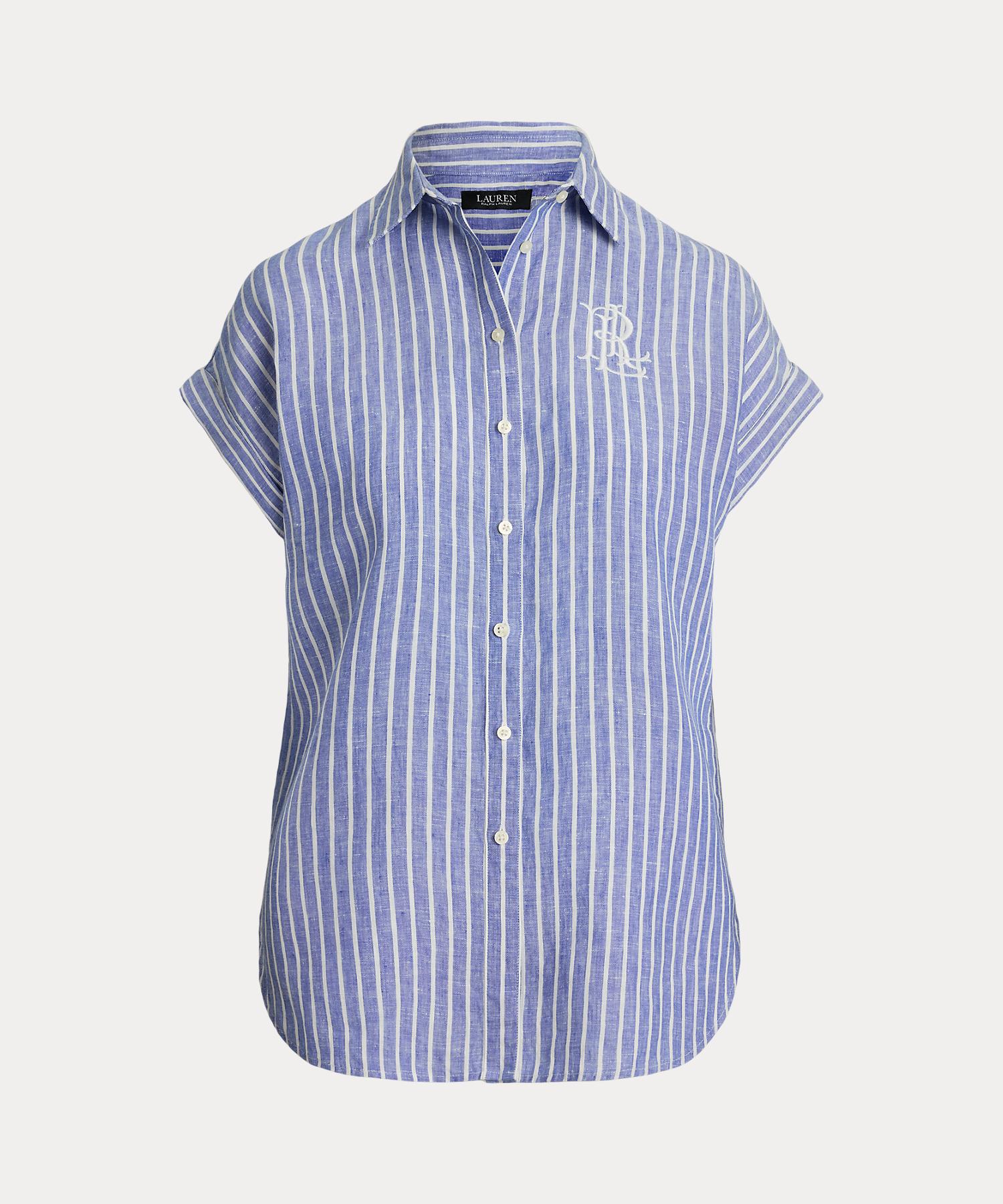 ローレン ラルフ ローレン LAUREN RALPH LAUREN リラックス フィット ストライプド ショートスリーブ シャツ （400ブルー） 400ブルー