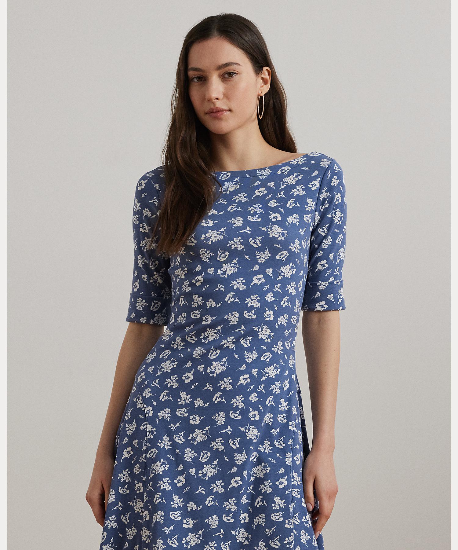 ローレン ラルフ ローレン LAUREN RALPH LAUREN フローラル ストレッチ コットン ミディ ドレス （400ブルー） 400ブルー