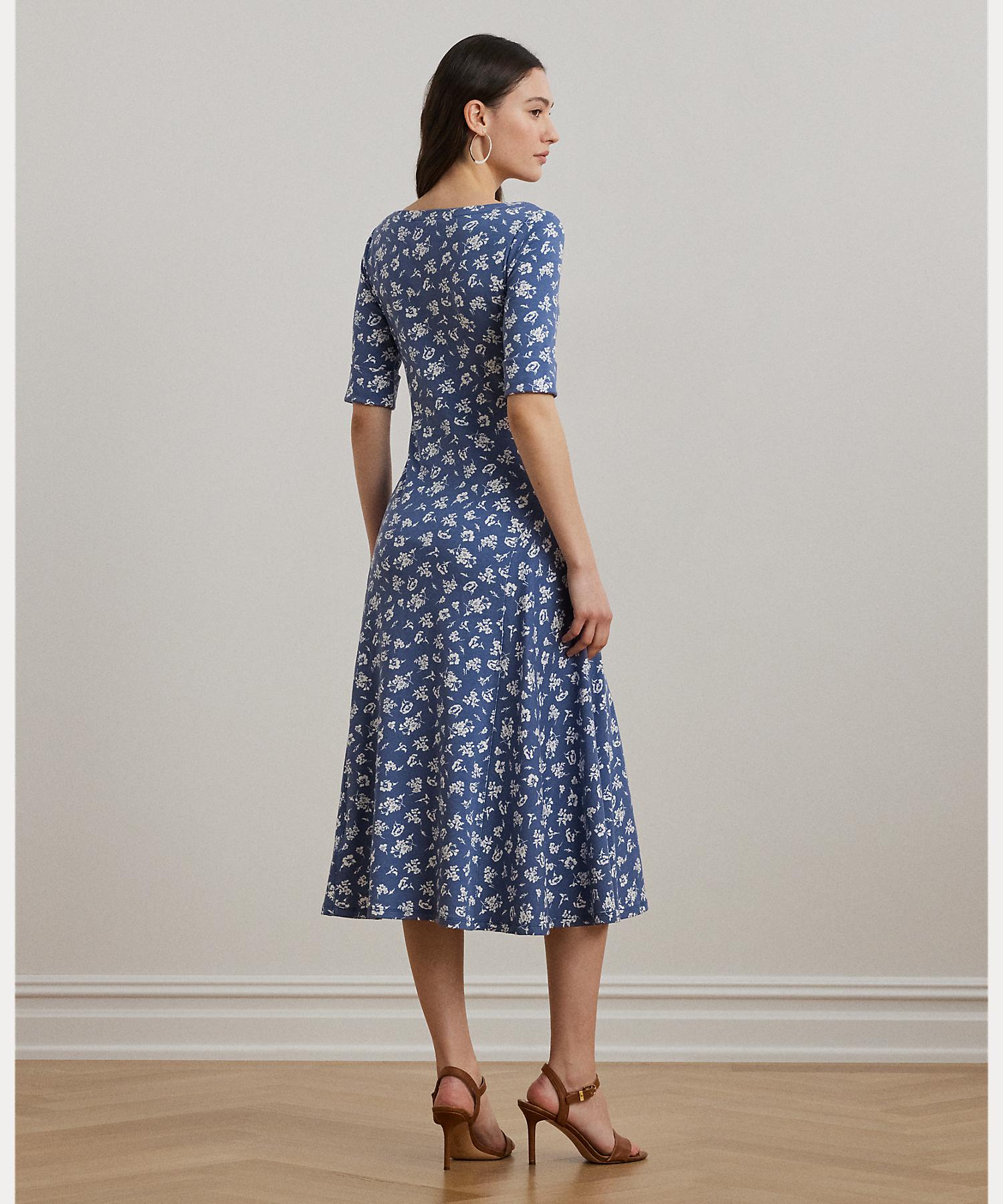 ローレン ラルフ ローレン LAUREN RALPH LAUREN フローラル ストレッチ コットン ミディ ドレス （400ブルー） 400ブルー