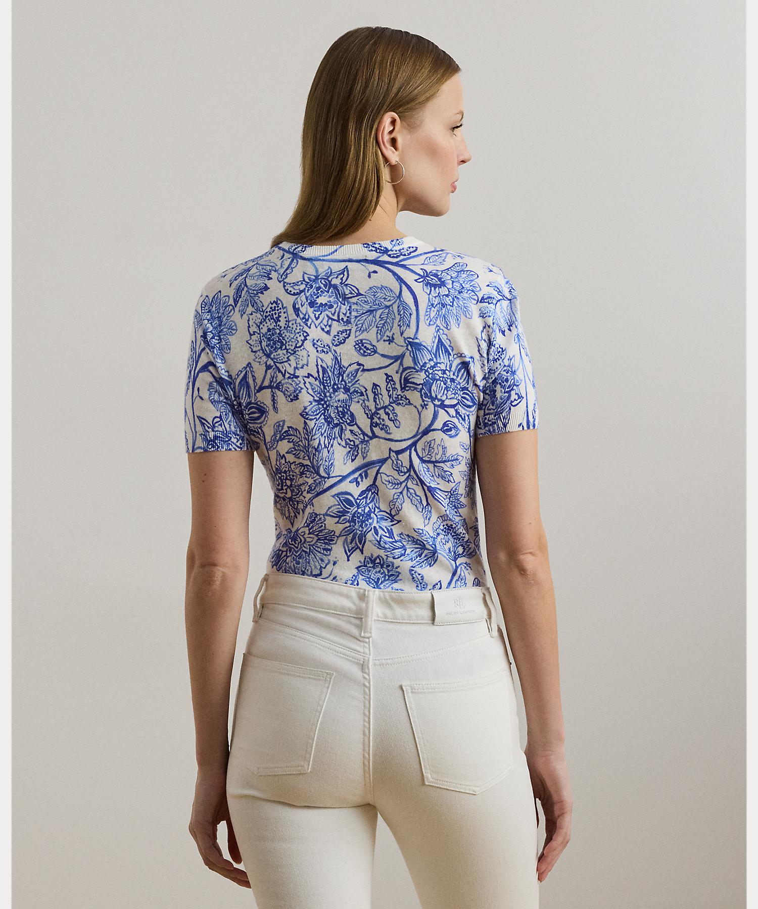 ローレン ラルフ ローレン LAUREN RALPH LAUREN フローラル リネンコットン ショートスリーブ セーター （100ホワイト） 100ホワイト