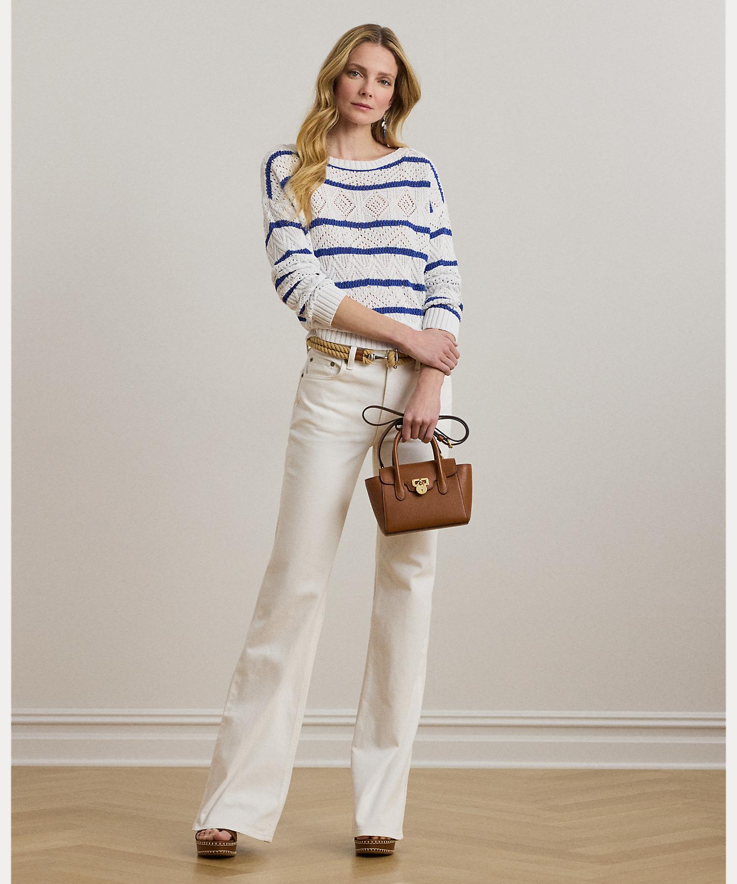 ローレン ラルフ ローレン LAUREN RALPH LAUREN ストライプド ポインテール コットンブレンド セーター （100ホワイト） 100ホワイト