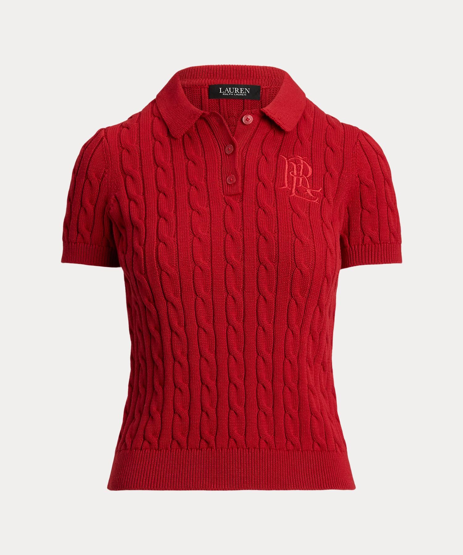 ローレン ラルフ ローレン LAUREN RALPH LAUREN ケーブルニット コットン ポロ セーター （600レッド） 600レッド