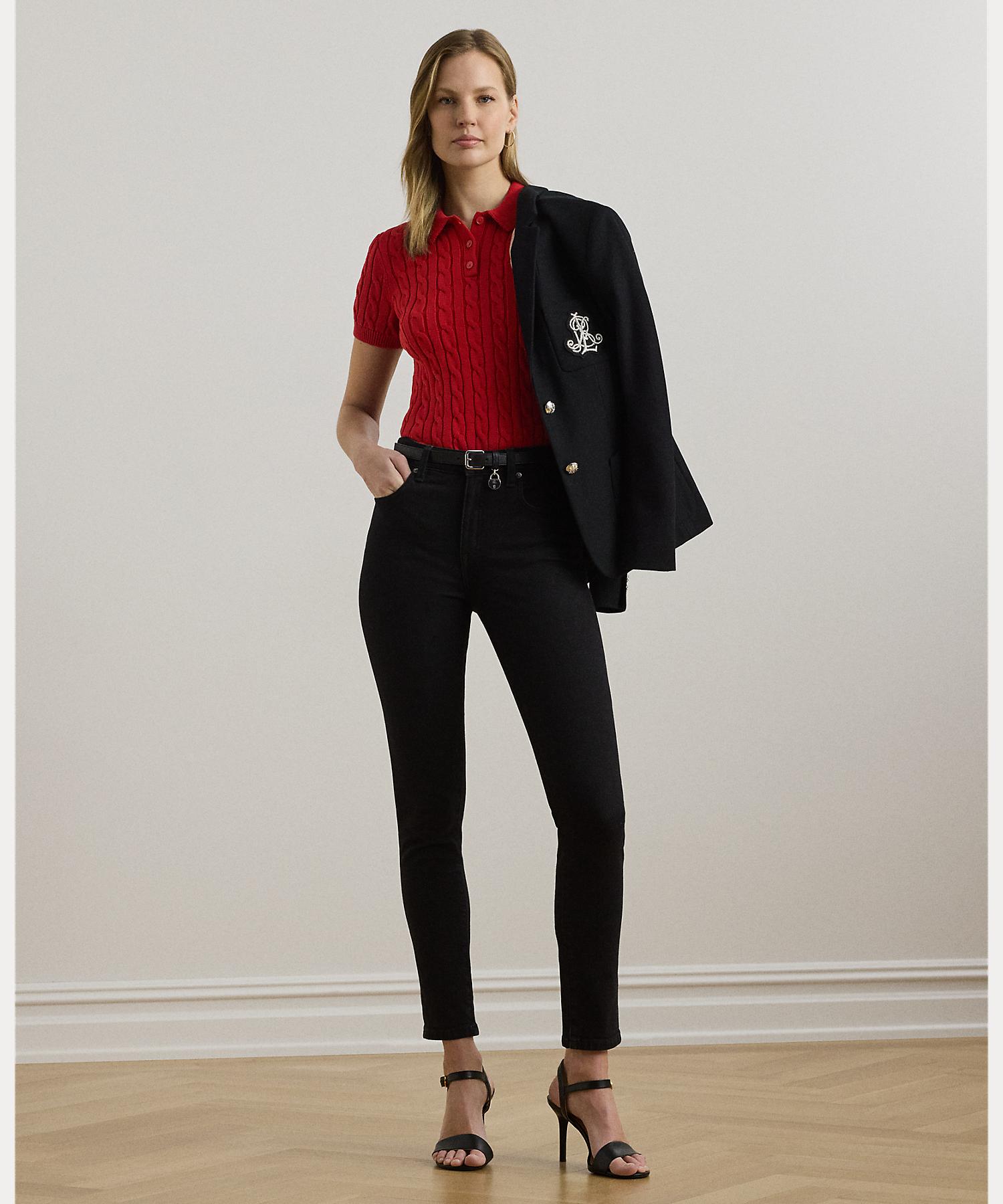 ローレン ラルフ ローレン LAUREN RALPH LAUREN ケーブルニット コットン ポロ セーター （600レッド） 600レッド
